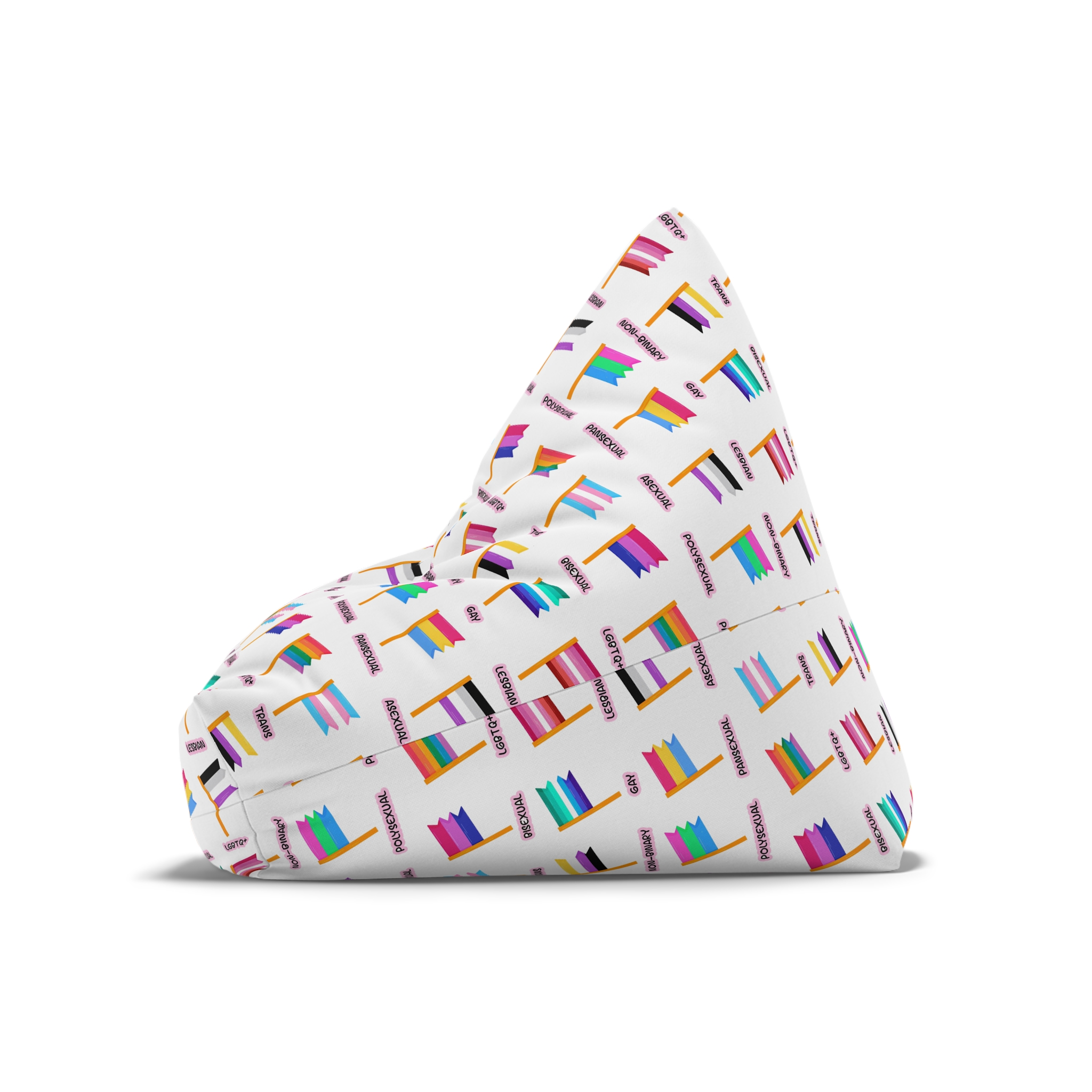 Cute Hand Drawn Set Lgbtq Pride Flags With Names Lgbtq Trans Bisexual Lesbian Nonbinary Asexual Bean Bag Chair Cover - Image 8