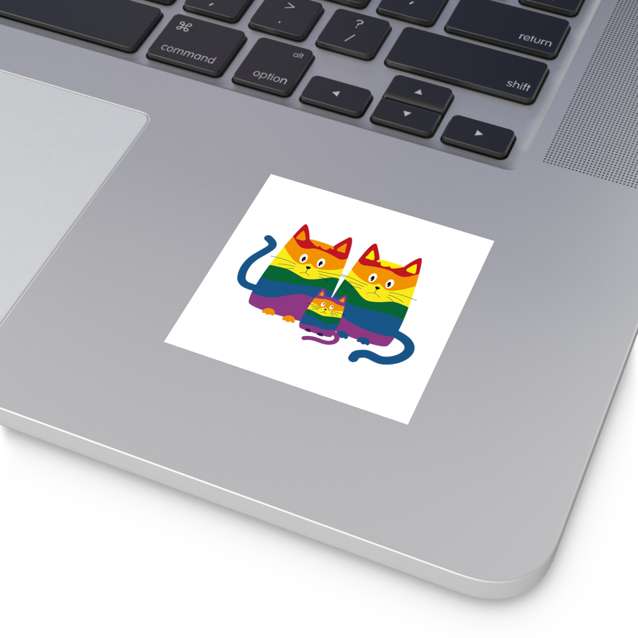Lgbt Cats Samesex Love Like Everyone Else Cute Cartoon Cats Vector Copyspace Laminate Stickers Square - Image 15