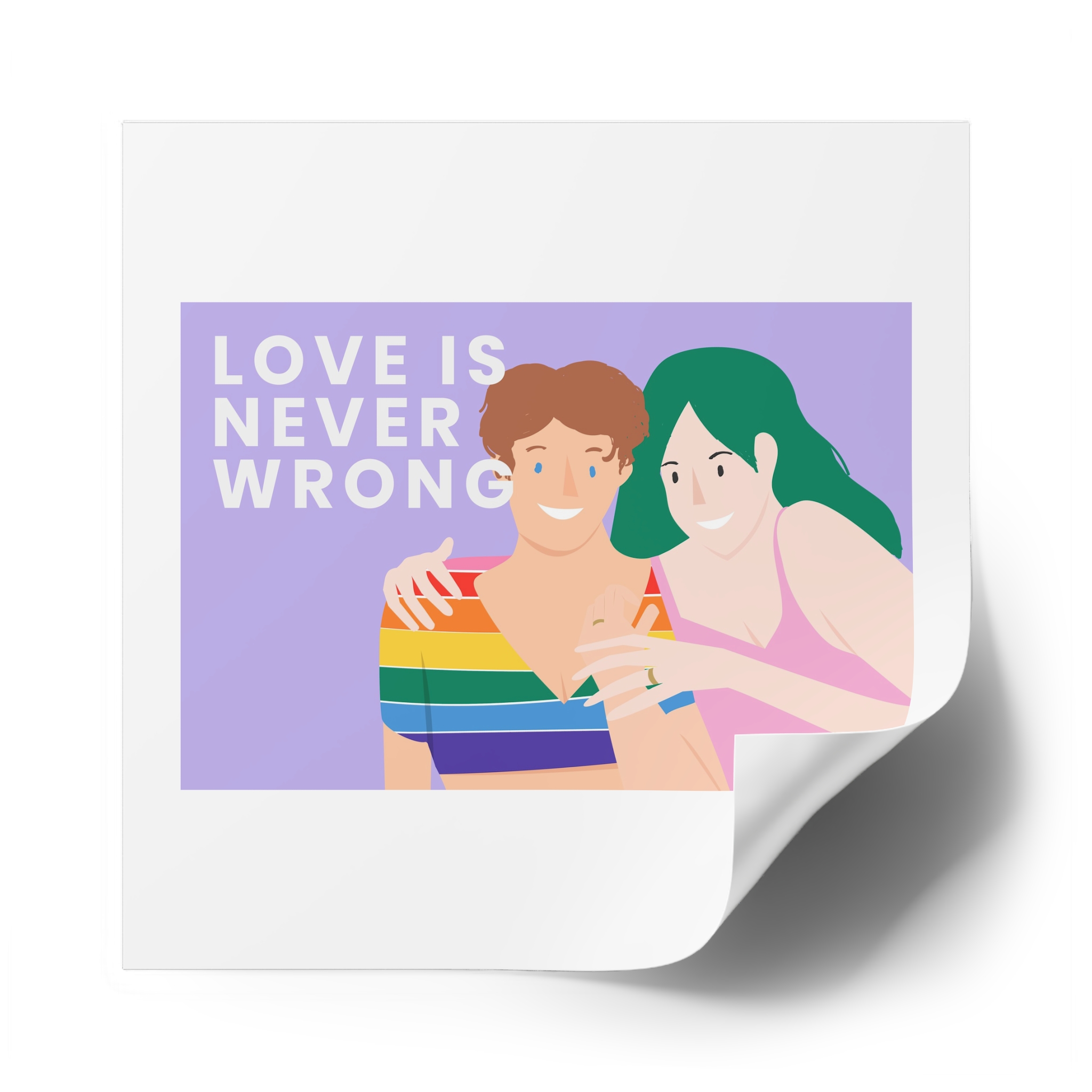 Lgbtq Gay Couple Banner Template Pride Month Laminate Stickers Square - Image 50
