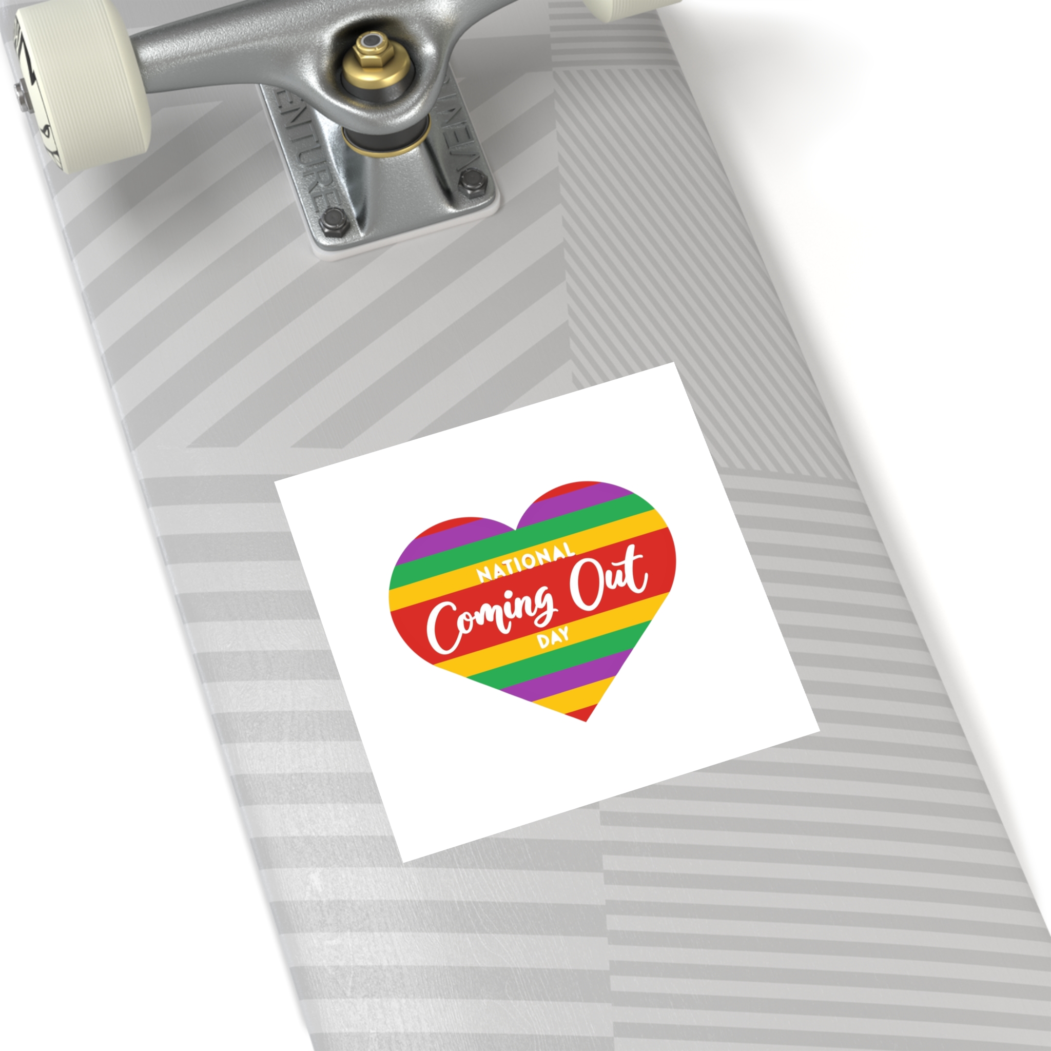 National Coming Out Day Rainbow Heart With Text Pride Lgbtq Laminate Stickers Square - Image 40