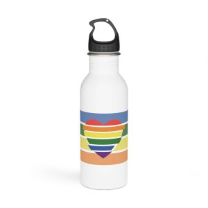 Banner With Rainbow Colors Heart Shape Lgbti Card Pride Flag Vector Illustration Stainless Steel Water Bottle