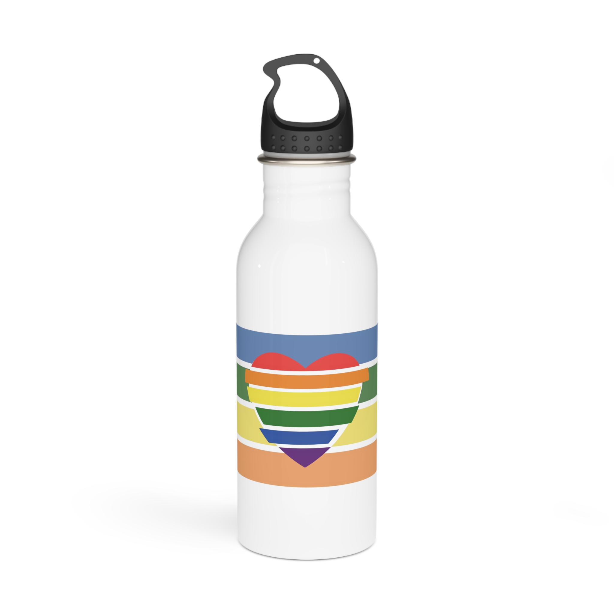 Banner With Rainbow Colors Heart Shape Lgbti Card Pride Flag Vector Illustration Stainless Steel Water Bottle