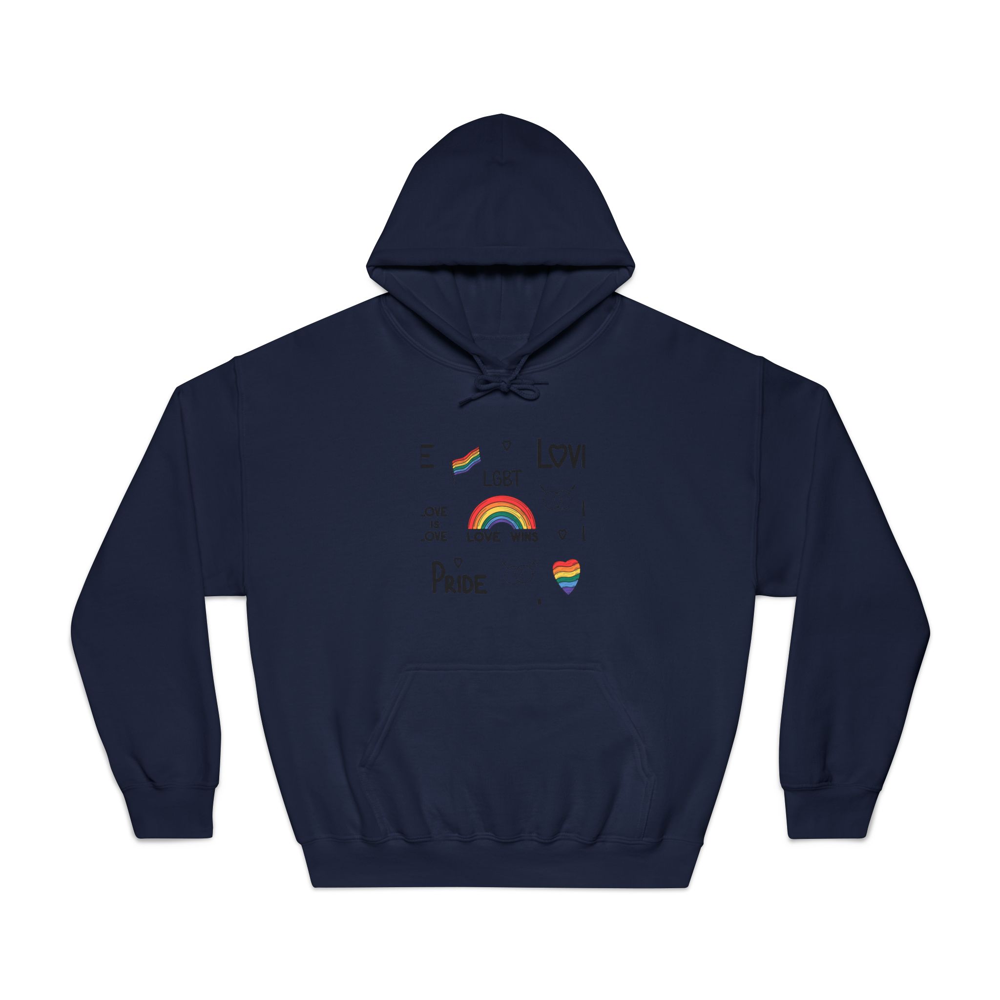 Lgbtq Pride Seamless Illustration Rainbow Hearts Love Symbols Unisex Dryblend Hooded Sweatshirt - Image 29