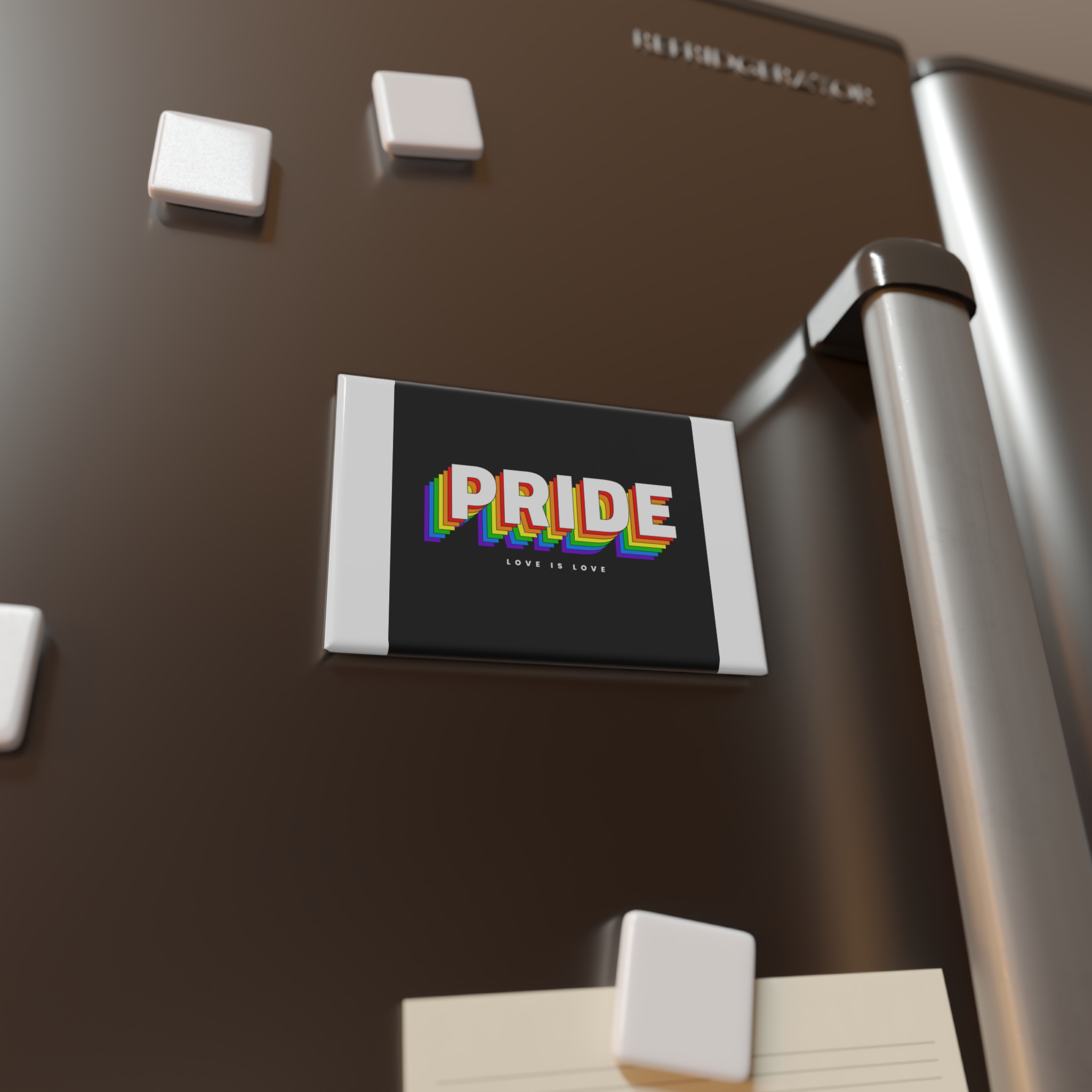 Vibrant Rainbow Pride Love Is Love Message Button Magnet Rectangle 1 And 10 Pcs - Image 4