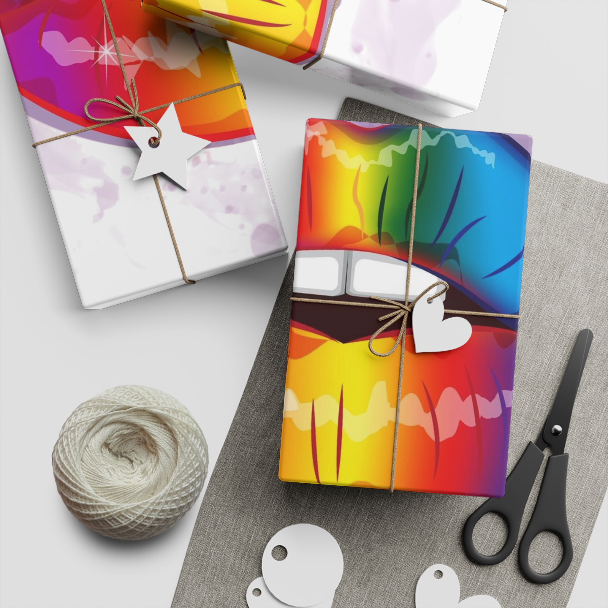 Rainbow Lips Lgbt Beautiful Fashionable Realistic Realistic Watercolor Style Print Vector Gift Wrapping Paper Sheets 1pc - Image 5