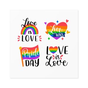 Hand Drawn Pride Day Label Collection Laminate Stickers Square