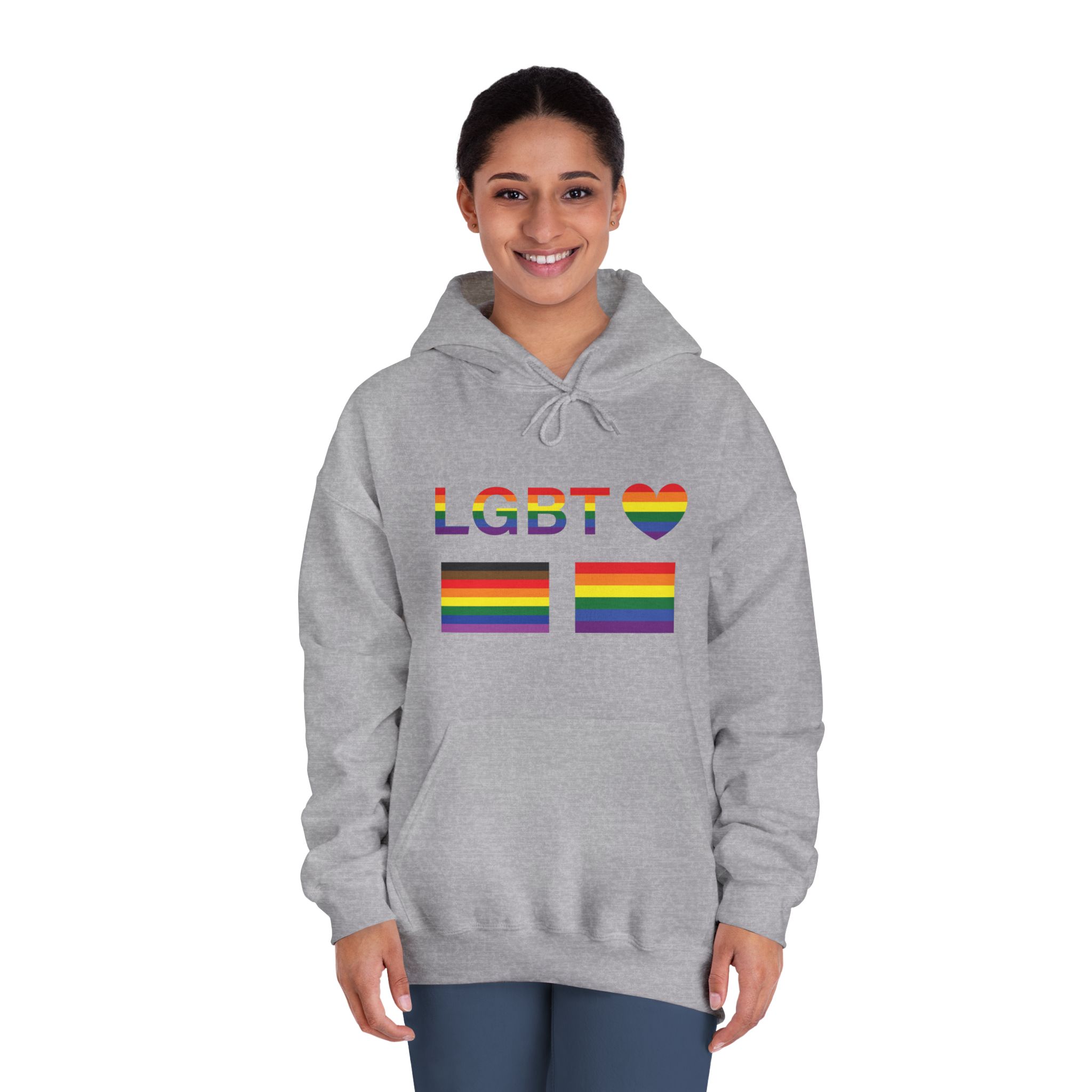 Lgbt Word Text Letter With Heart Rainbow Color Flag Isolated White Background Vector Illustrati Unisex Dryblend Hooded Sweatshirt - Image 16