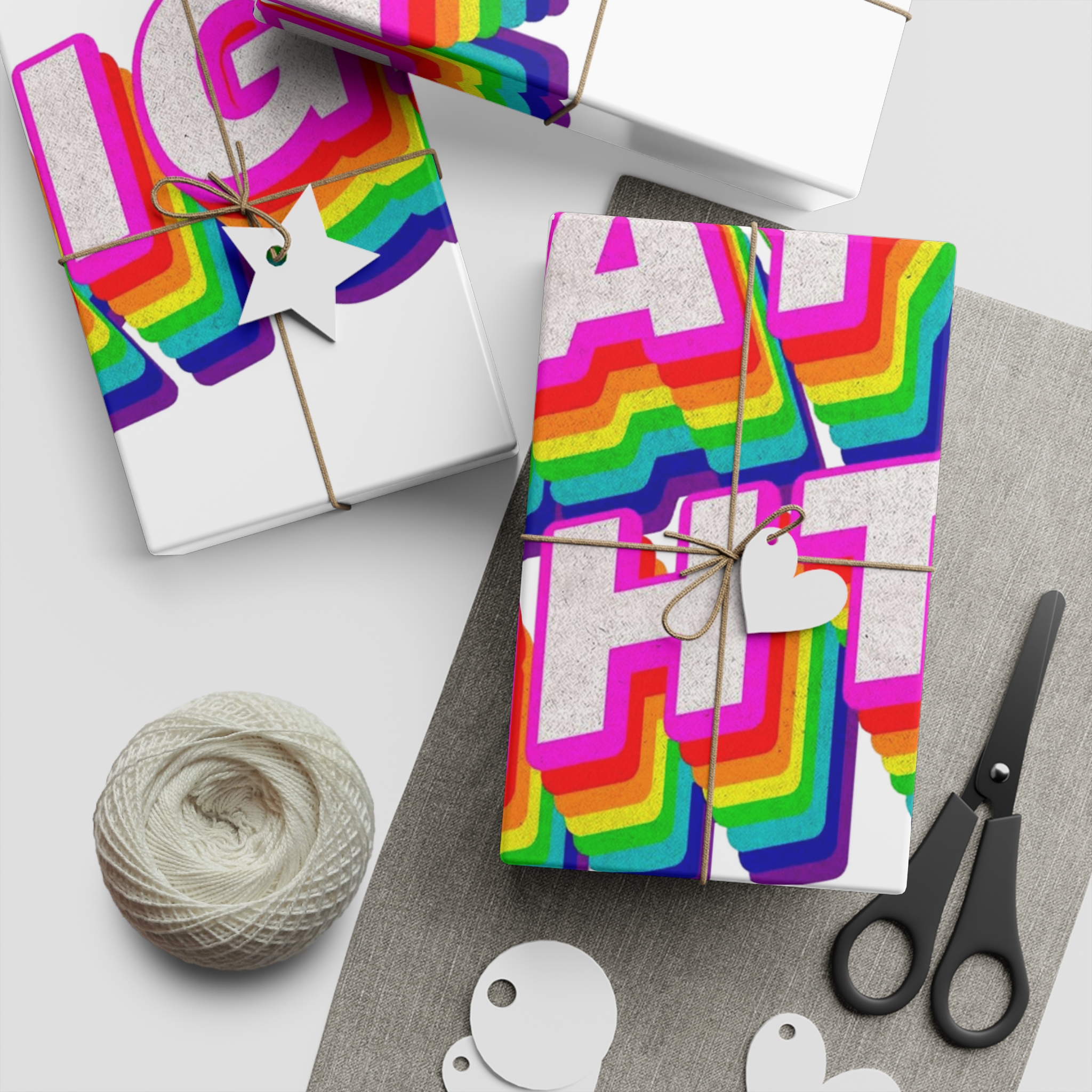 Rainbow Word Gay Rights Typography Design Element Gift Wrapping Paper Sheets 1pc - Image 5