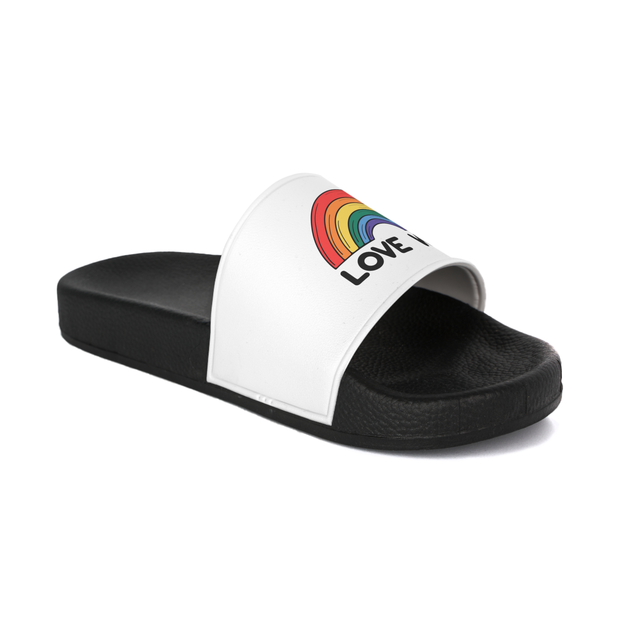 Love Wins Rainbow Pride Illustration Mens Slide Sandals - Image 2