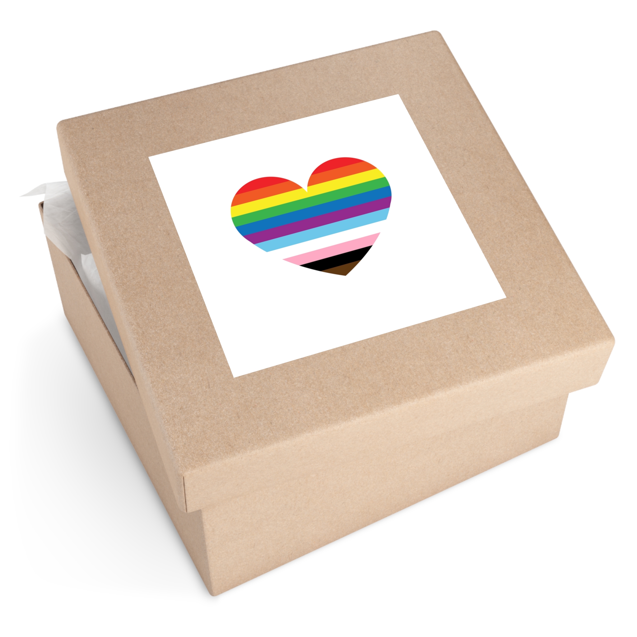 Progress Pride Flag Heart Symbol Love Inclusion Laminate Stickers Square - Image 55