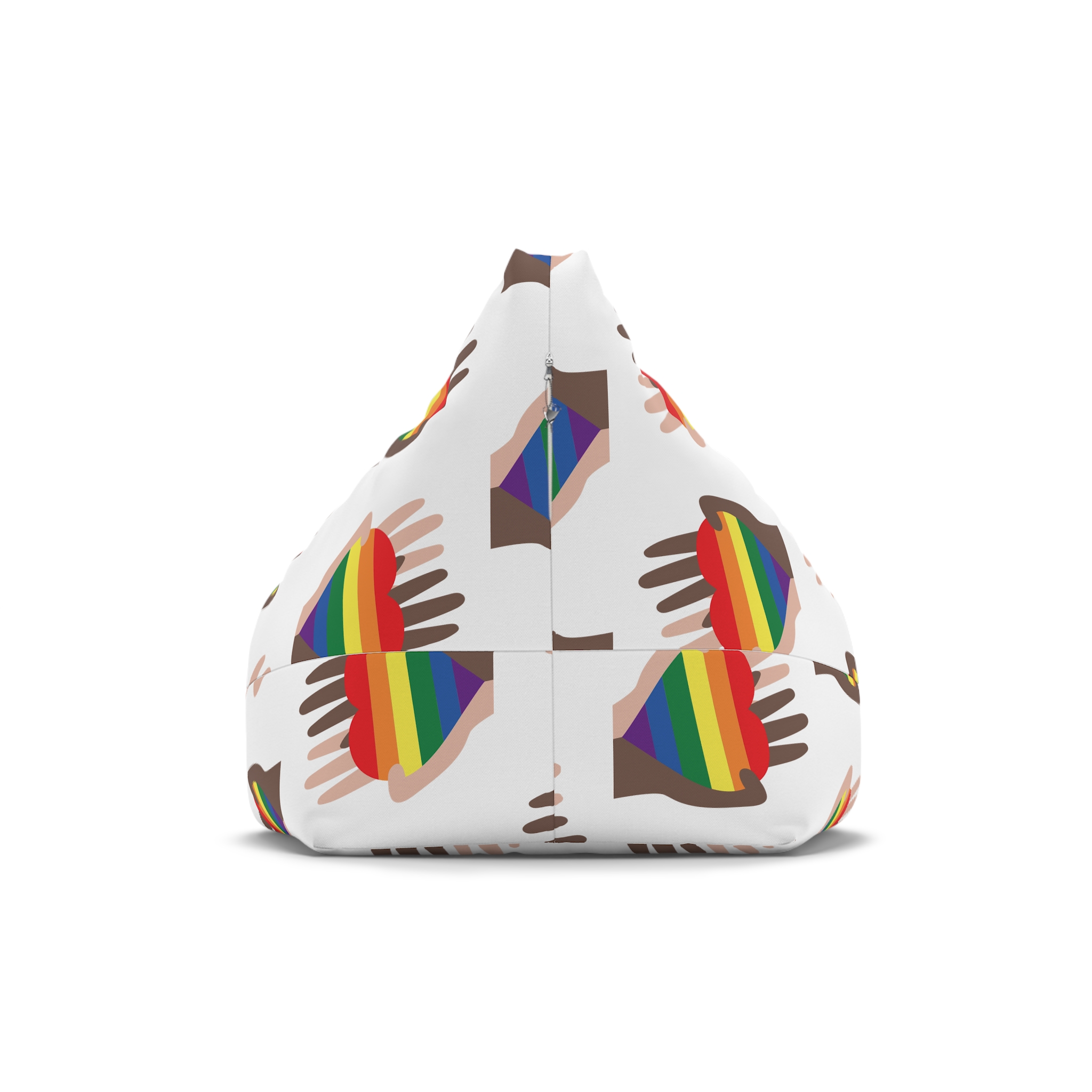 Hands Different Colors Skin Holding Rainbow Heart Lgbtq Color Bean Bag Chair Cover - Image 2
