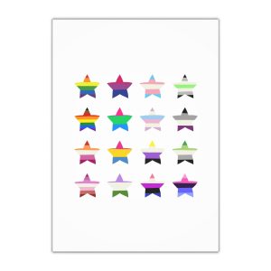 Set Colorful Lgbtq Pride Flag Star Shape Gender Equality Sexual Identity Pride Flags Collection Lgbtqia Community Pride Month Gift Wrapping Paper Sheets 1pc