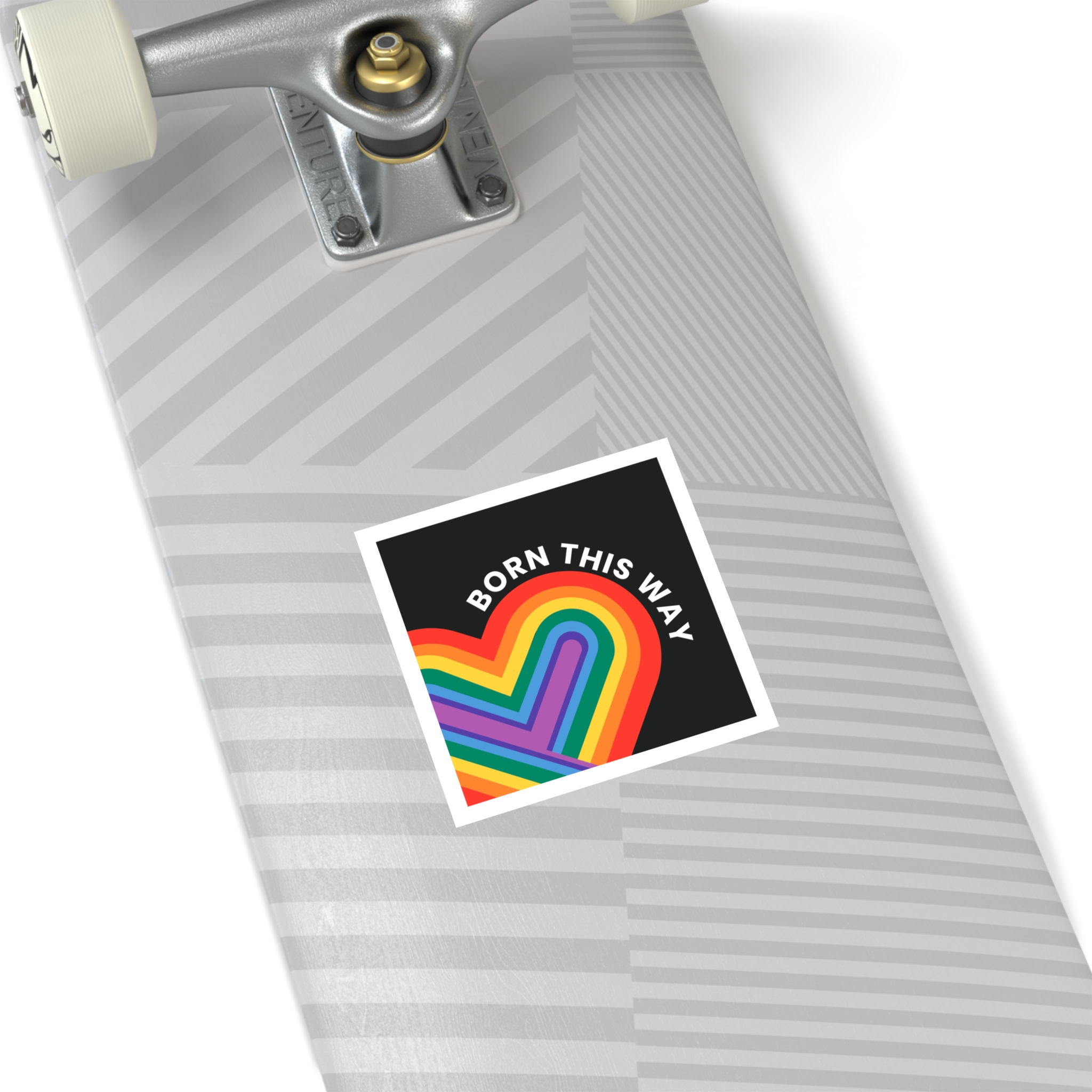 Rainbow Heart Template Lgbtq Pride Month With Born This Way Text Laminate Stickers Square - Image 24