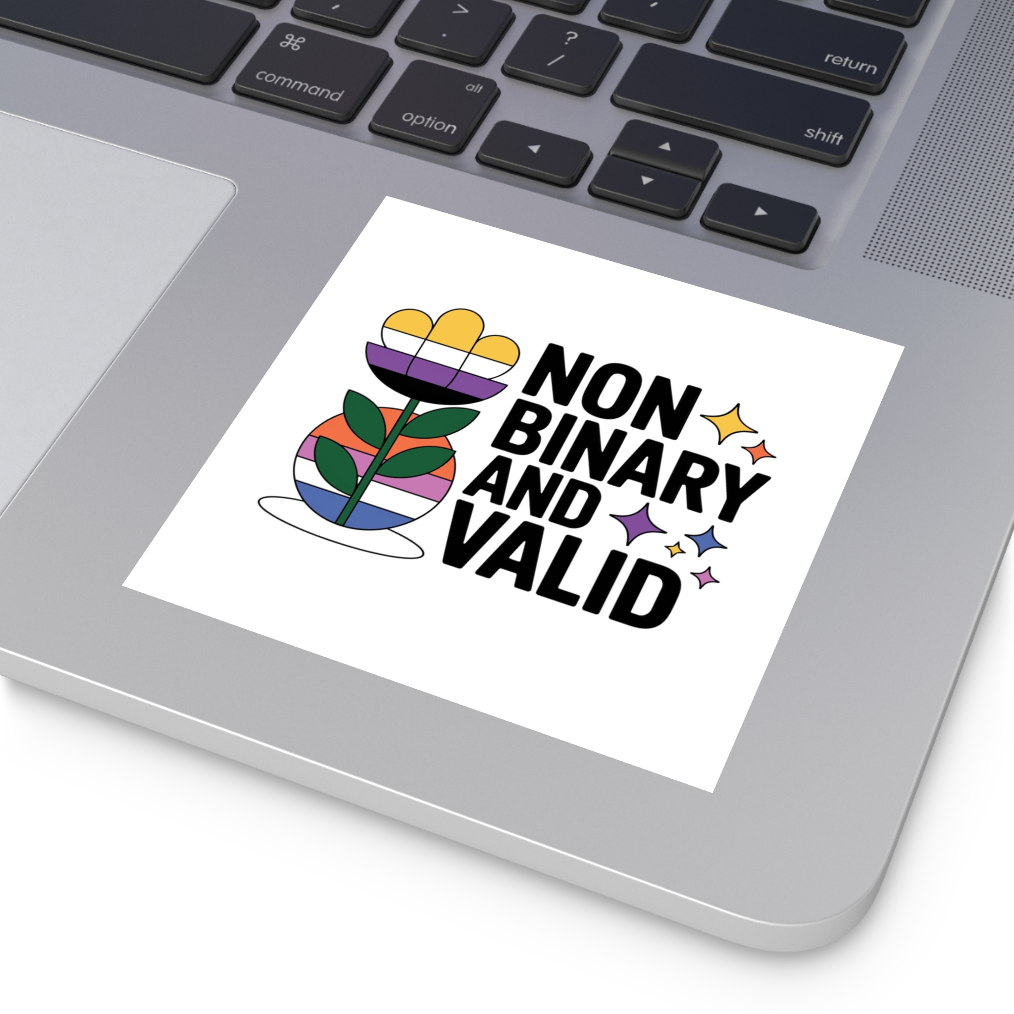 Non Binary Valid T Shirt Design Isolated White Background Laminate Stickers Square - Image 27