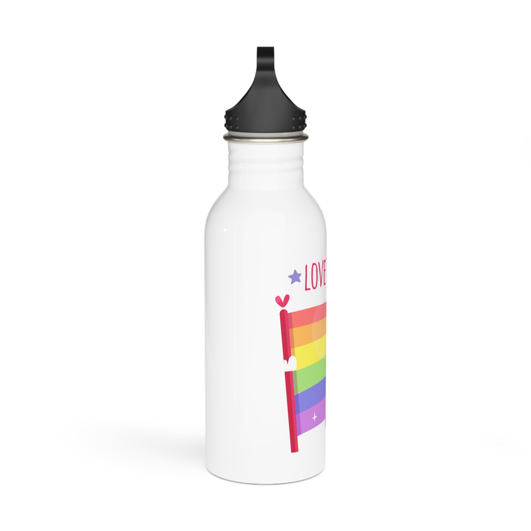 Pride Day Flag With Love Stainless Steel Water Bottle - Image 2