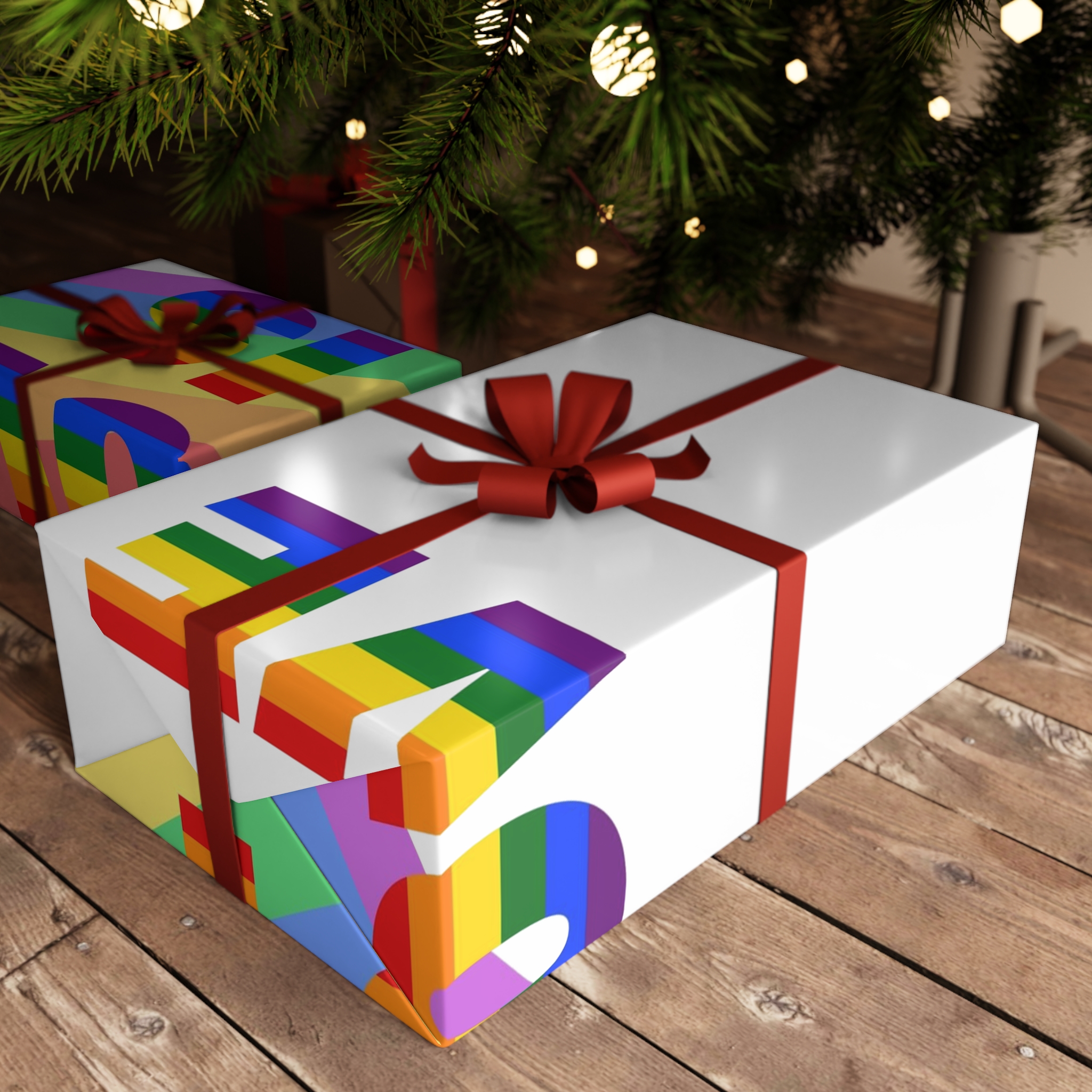 Colorful Rainbow Colors Lgbt Flag Text Love Is Love White Background Poster Banner Gift Wrapping Paper Sheets 1pc - Image 3