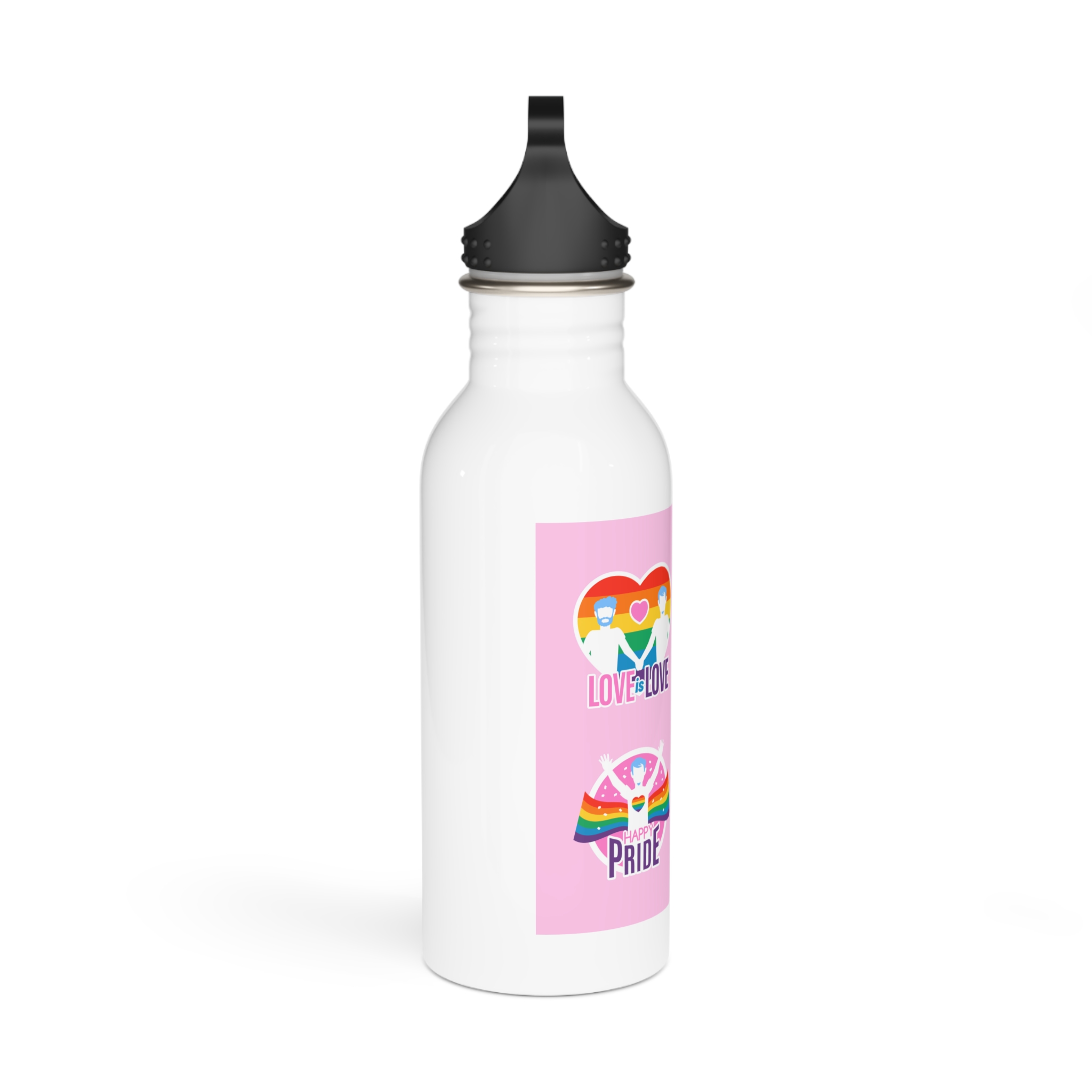 Pride Day Neon Badges Stainless Steel Water Bottle - Image 2