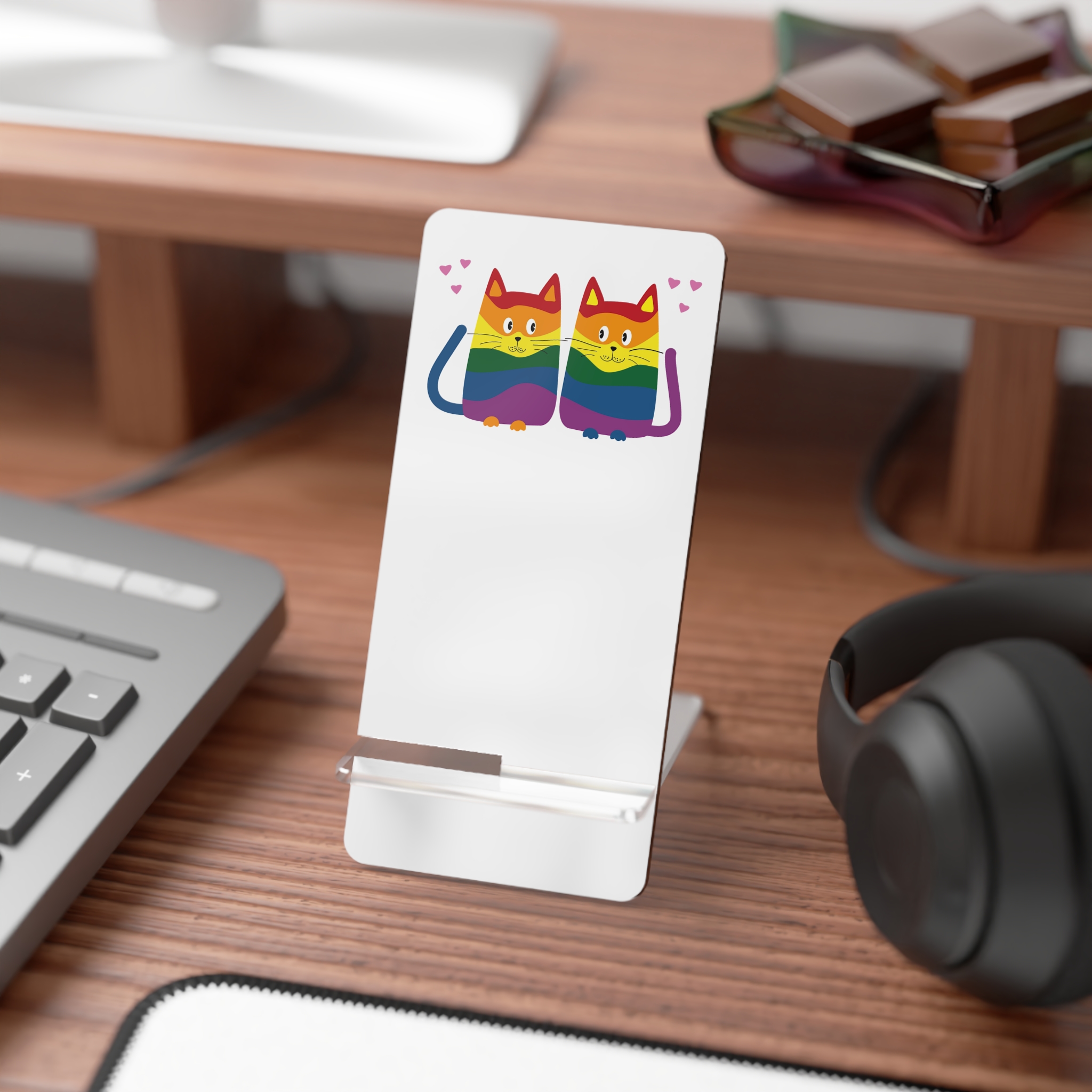 Family Cats With Child Happy Parents Cats Romantic Couple Mobile Display Stand For Smartphones - Image 3