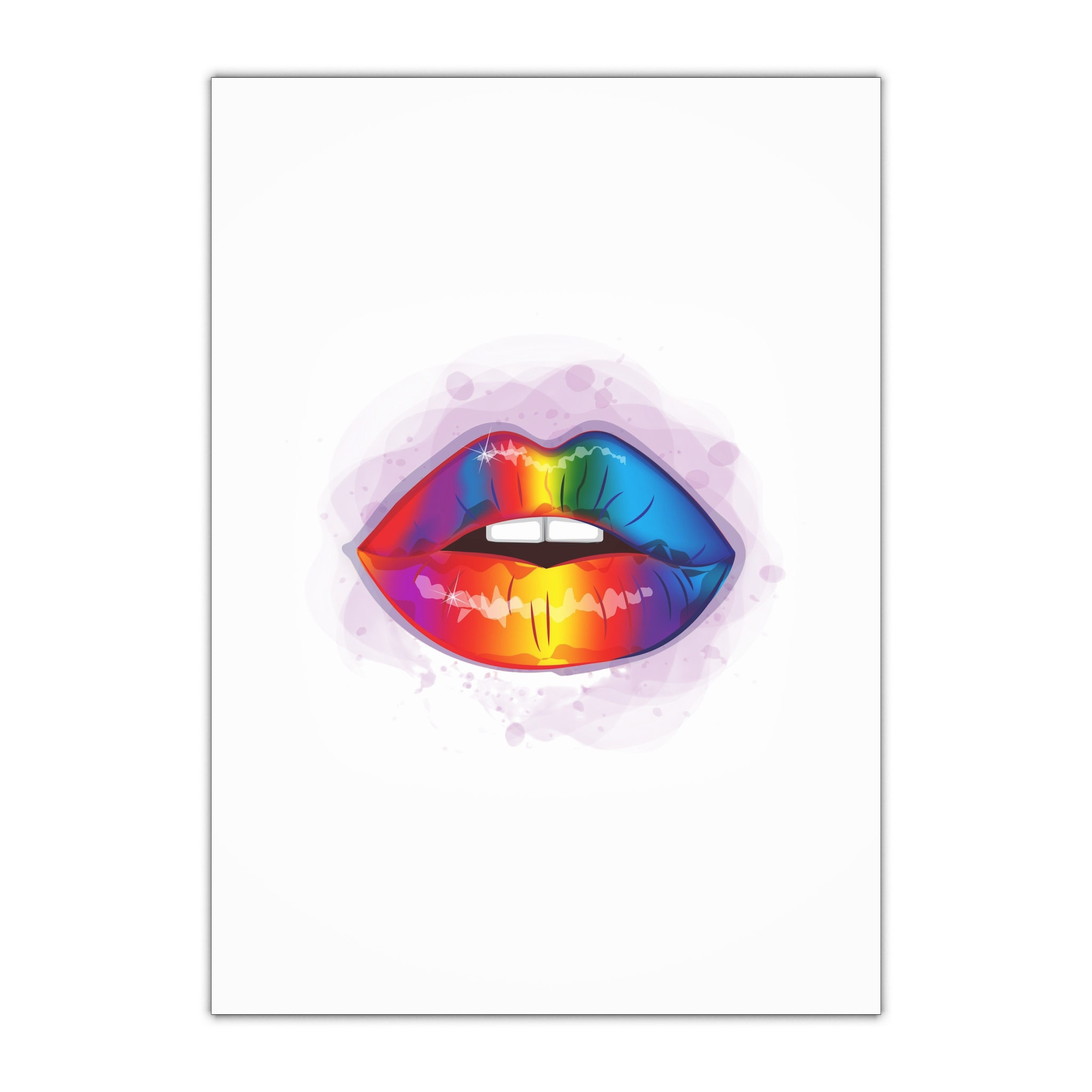 Rainbow Lips Lgbt Beautiful Fashionable Realistic Realistic Watercolor Style Print Vector Gift Wrapping Paper Sheets 1pc