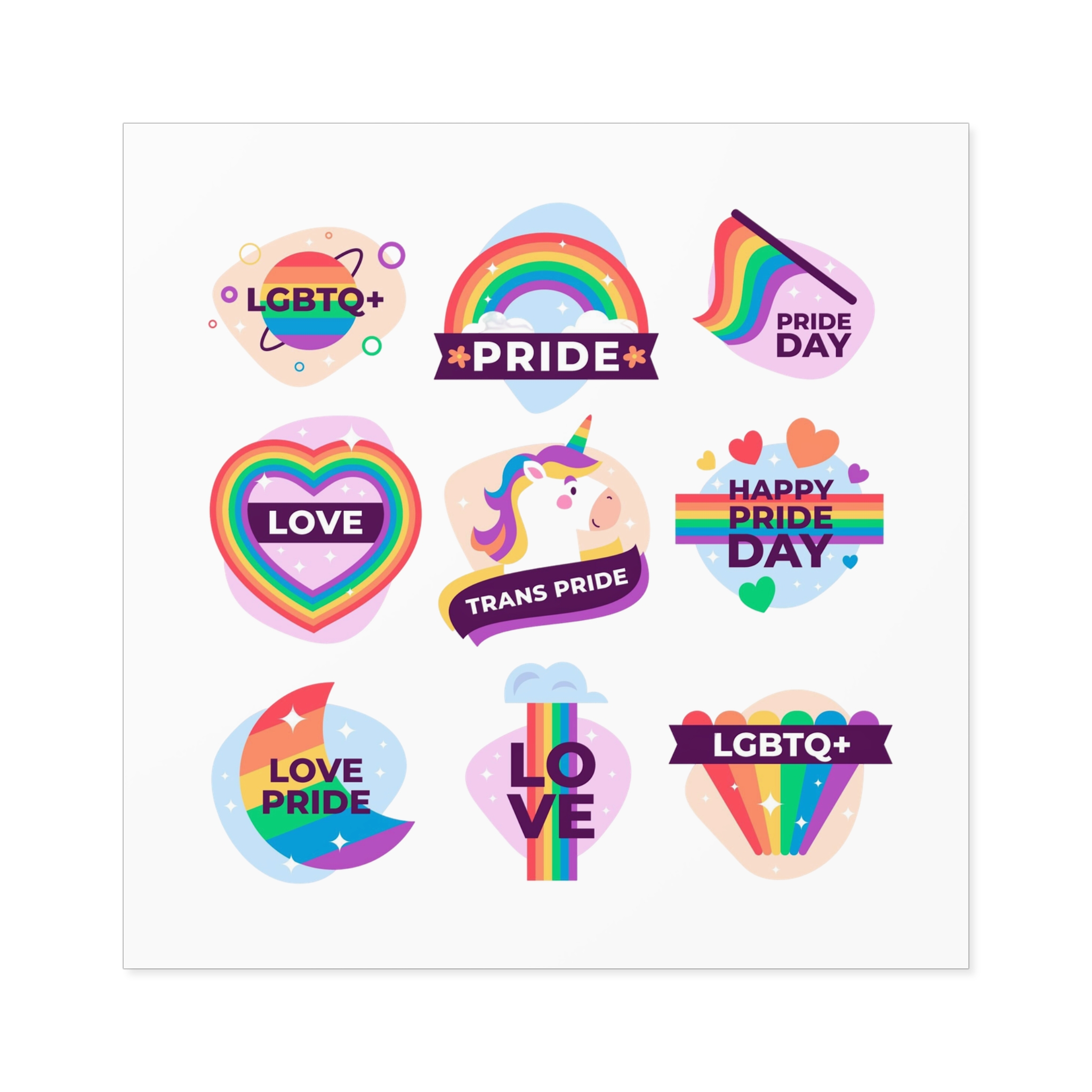 Labels Design Pride Day Event Laminate Stickers Square - Image 45