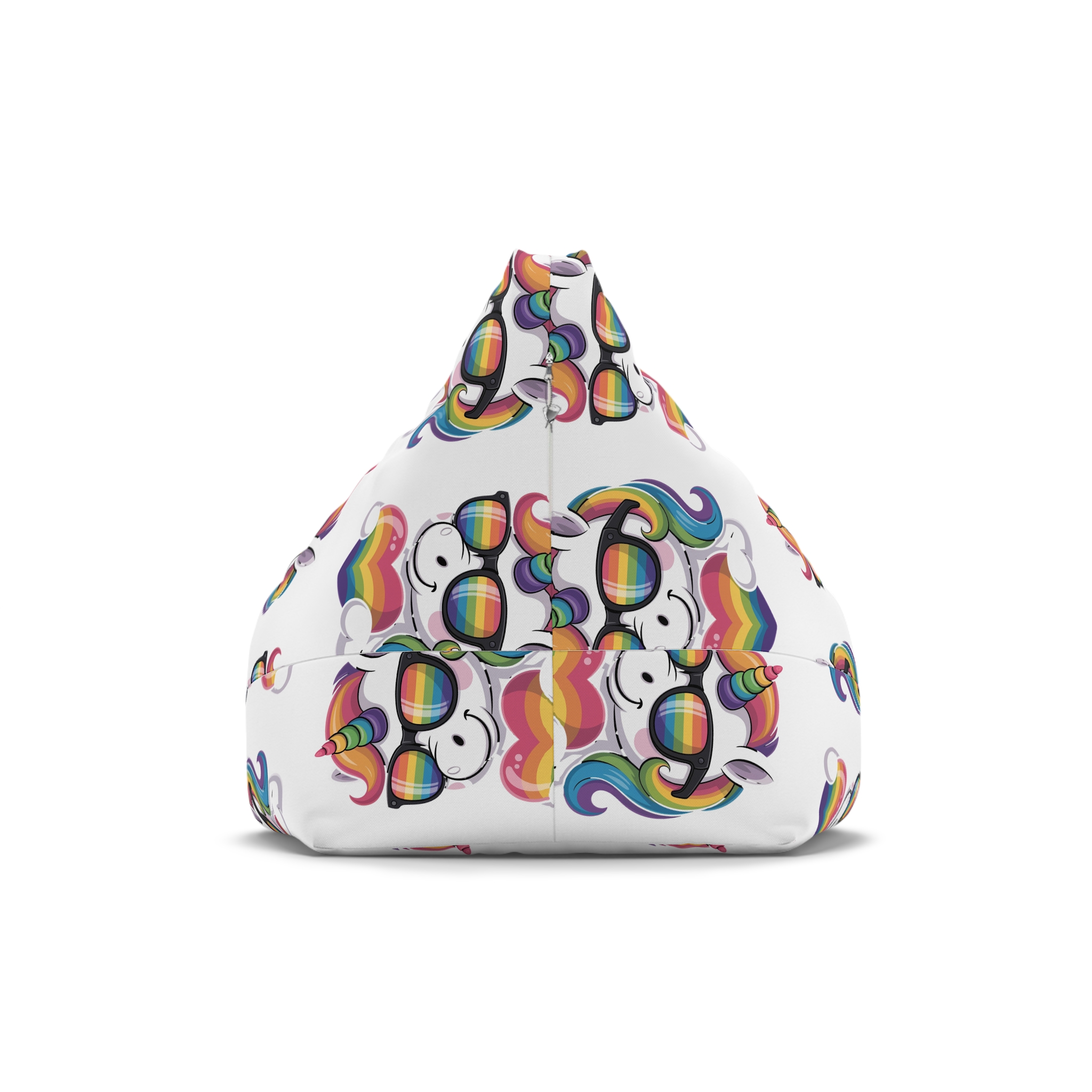 Cute Unicorn With Rainbowcolored Mane Tail Is Wearing Black Sunglassesnbow Stripes Bean Bag Chair Cover - Image 2