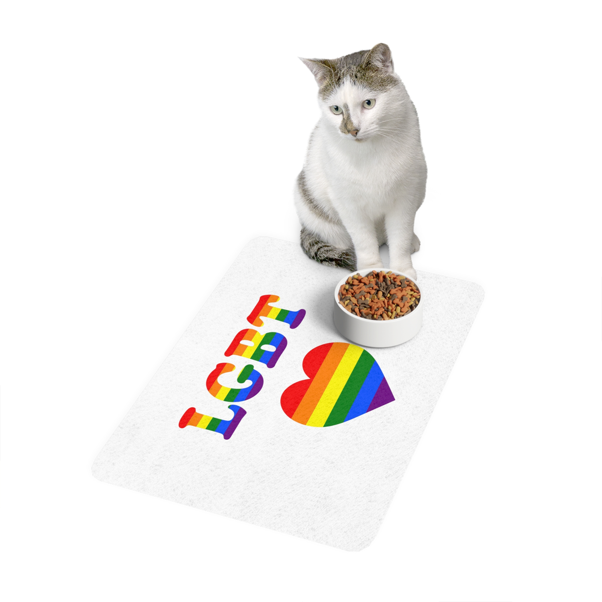 Vector Symbolism Lgbt Community Rainbow Colors Lgbt Inscription Rainbow Heart Pet Food Mat 12x18 - Image 3