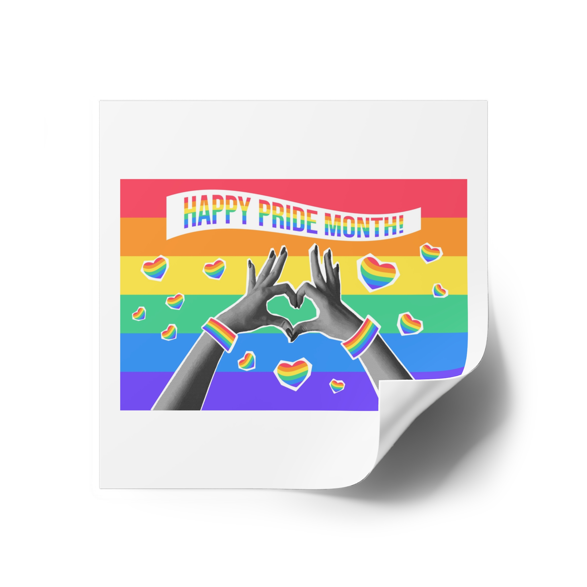 Lgbtq Pride Month Card Y2k Style Trendy Retro Collage Halftone Hands Laminate Stickers Square - Image 30
