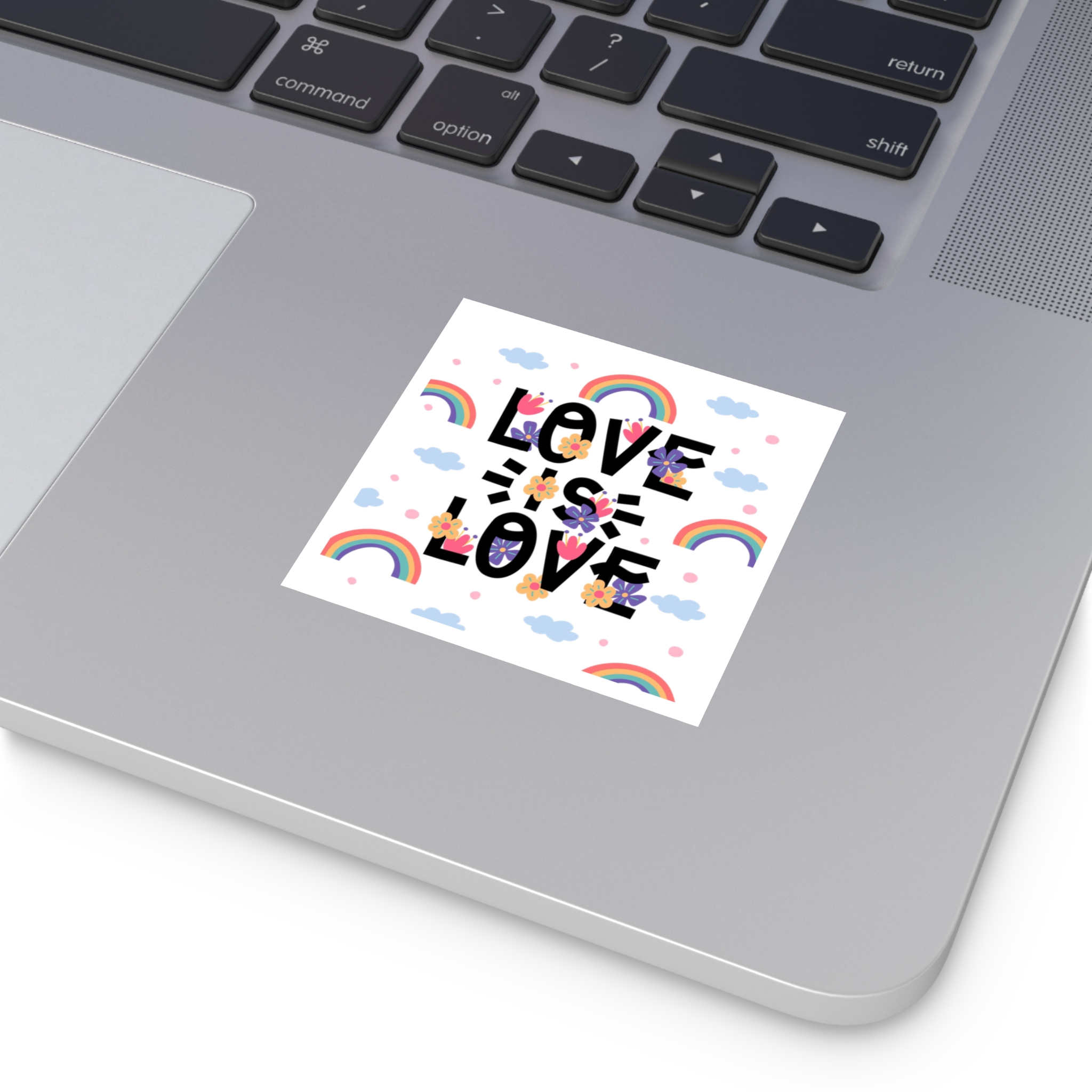 Pride Day Lettering With Rainbows Flowers Laminate Stickers Square - Image 7