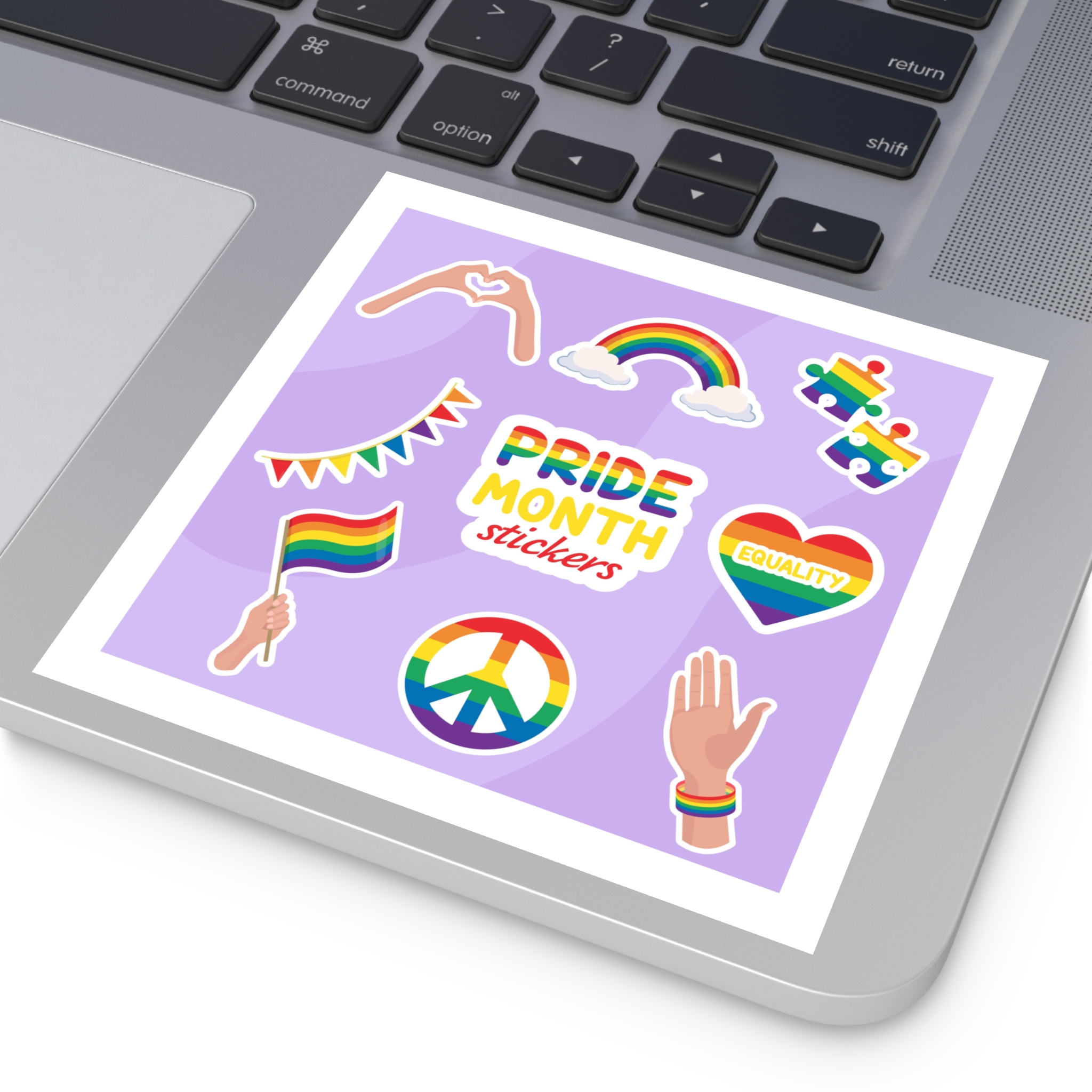 Pride Month Cute Stickers Lgbtq Rainbow Flag Flat Illustrations Laminate Stickers Square - Image 47