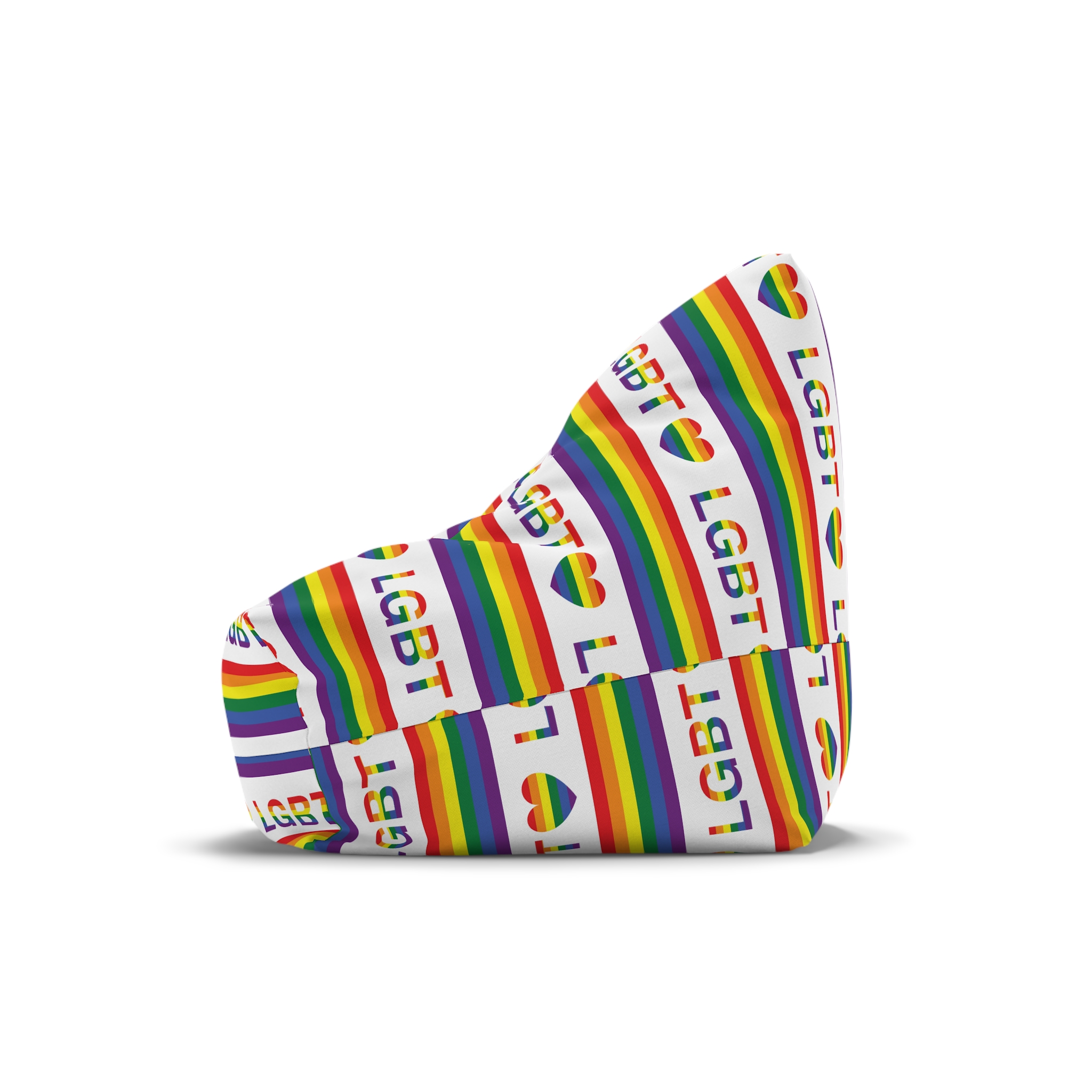 Lgbt Word Text Letter With Heart Rainbow Color Flag Isolated White Background Vector Illustration Bean Bag Chair Cover - Image 4