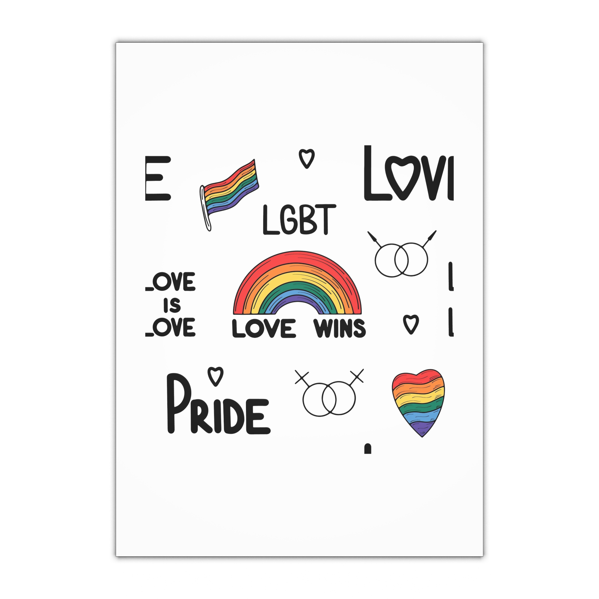 Lgbtq Pride Seamless Illustration Rainbow Hearts Love Symbols Gift Wrapping Paper Sheets 1pc