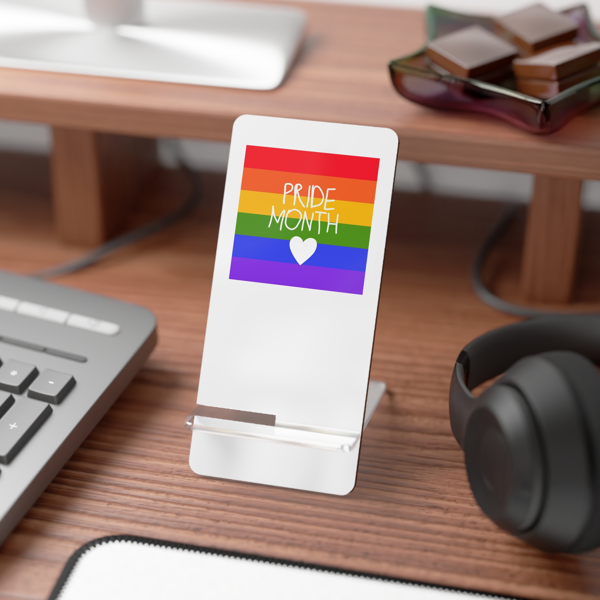 Cute Simple Banner Pride Month Symbols Pride Month With Lgbtq Flag Colours Mobile Display Stand For Smartphones - Image 3