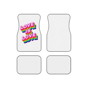 Rainbow Word Love Is Love Typography Design Element Car Mats Set Of 4