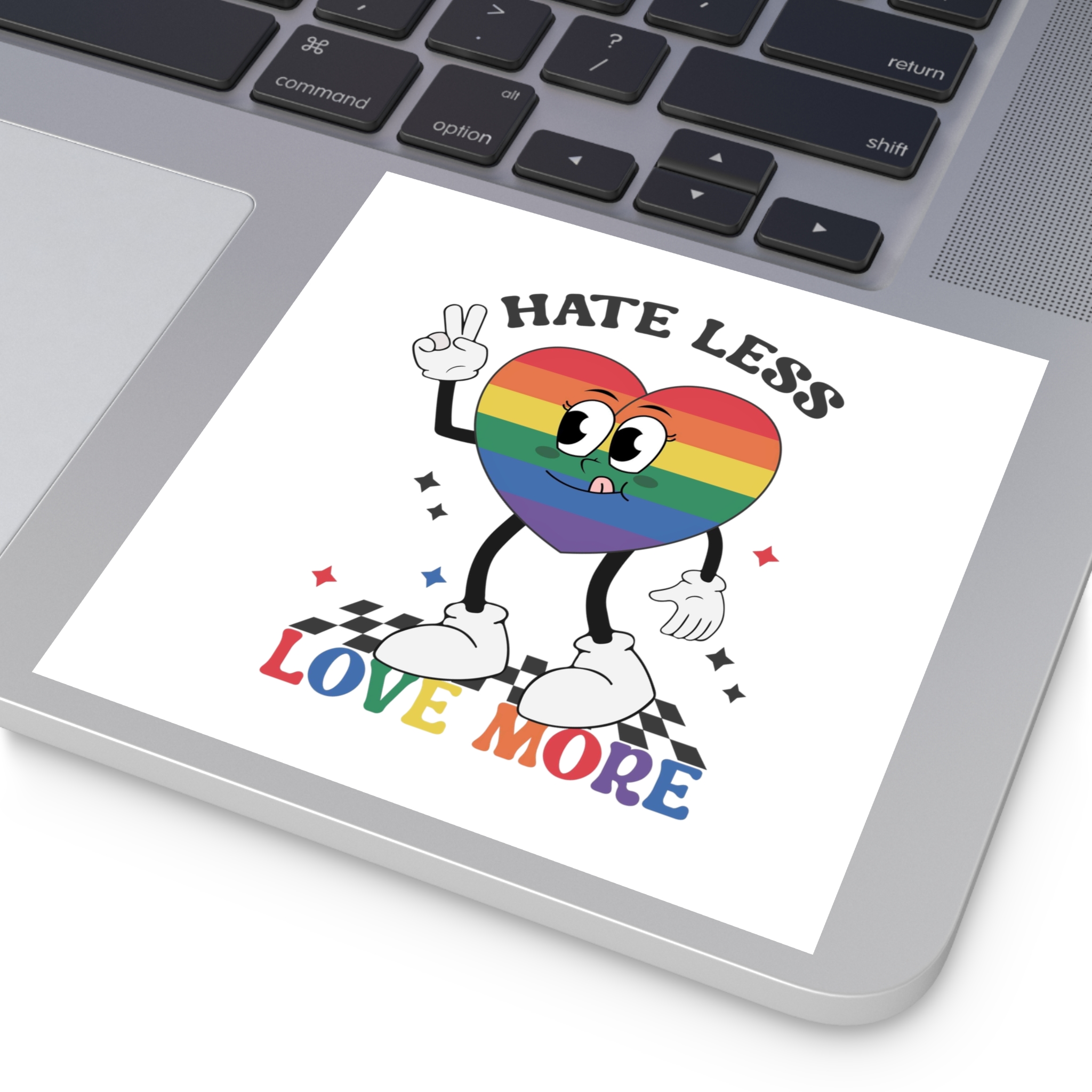 Heart With Words Hate Less Love More It Laminate Stickers Square - Image 43
