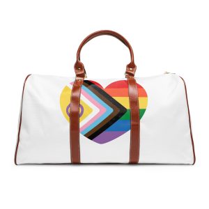 Inclusive Love Progress Pride Flag Heart Symbol Waterproof Travel Bag