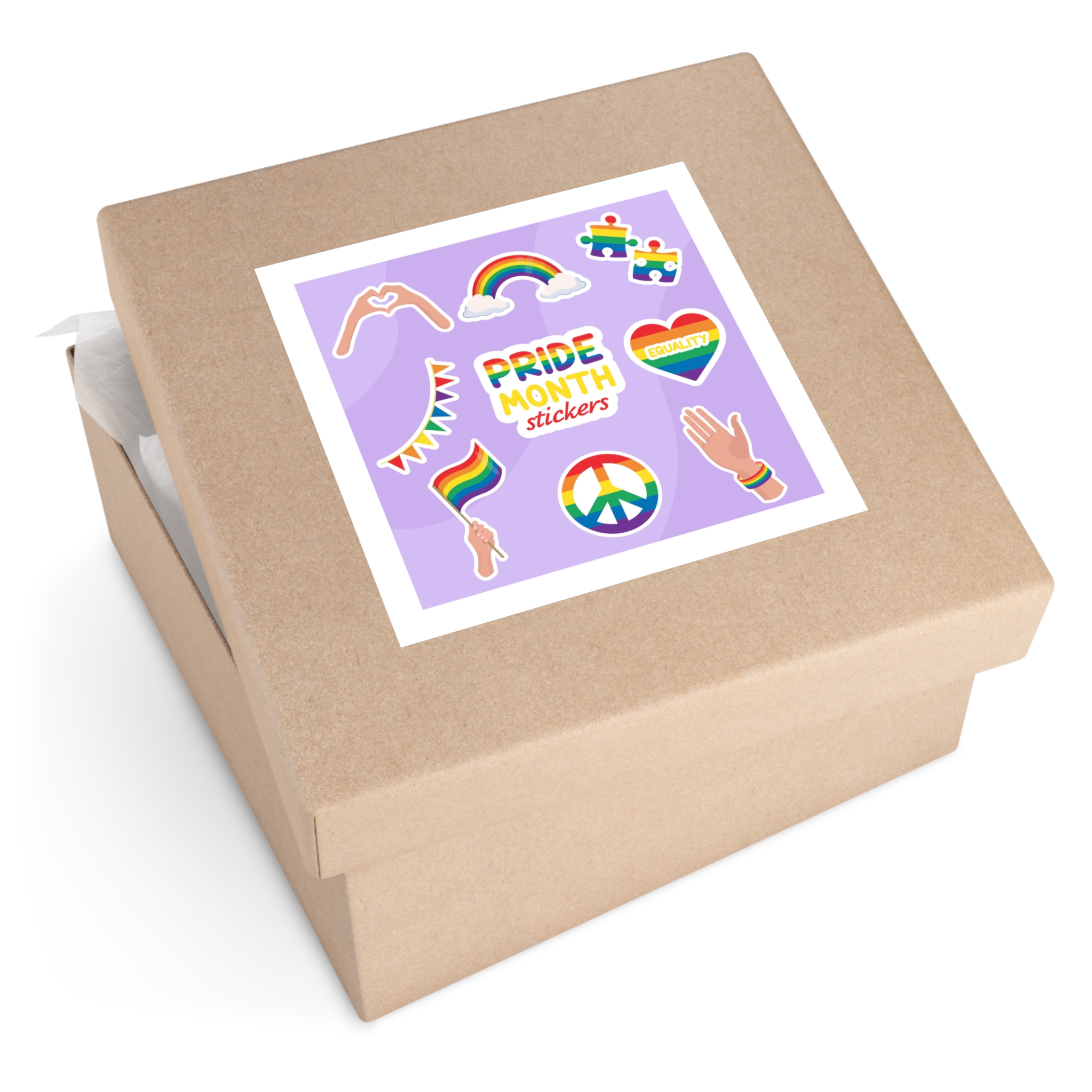 Pride Month Cute Stickers Lgbtq Rainbow Flag Flat Illustrations Laminate Stickers Square - Image 51