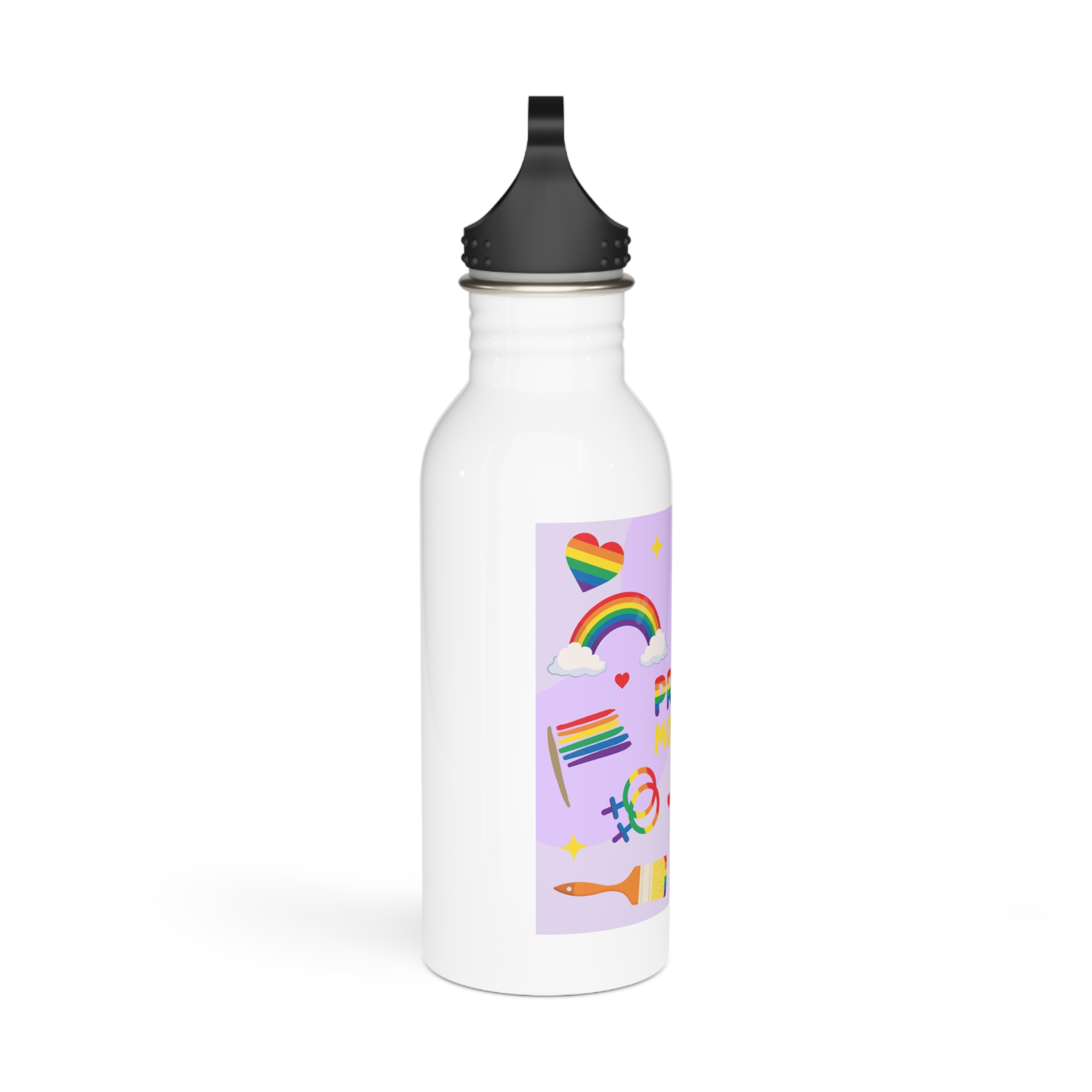 Pride Month Lgbtq Symbol Rainbow Colors Cute Elements Set Stainless Steel Water Bottle - Image 2