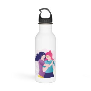 Colorful Portrait Two Best Friends Cute Homosexual Couple Hugging Women Hug Each Other Stainless Steel Water Bottle