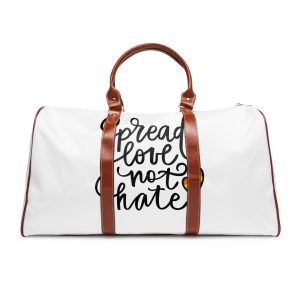 Lgbt Pride Gay Quote Rainbow Flag Heart Lgbtq Vector Quote Isolated White Background Lesbian Bisexual Transgender Concept Spread Love Hate Waterproof Travel Bag