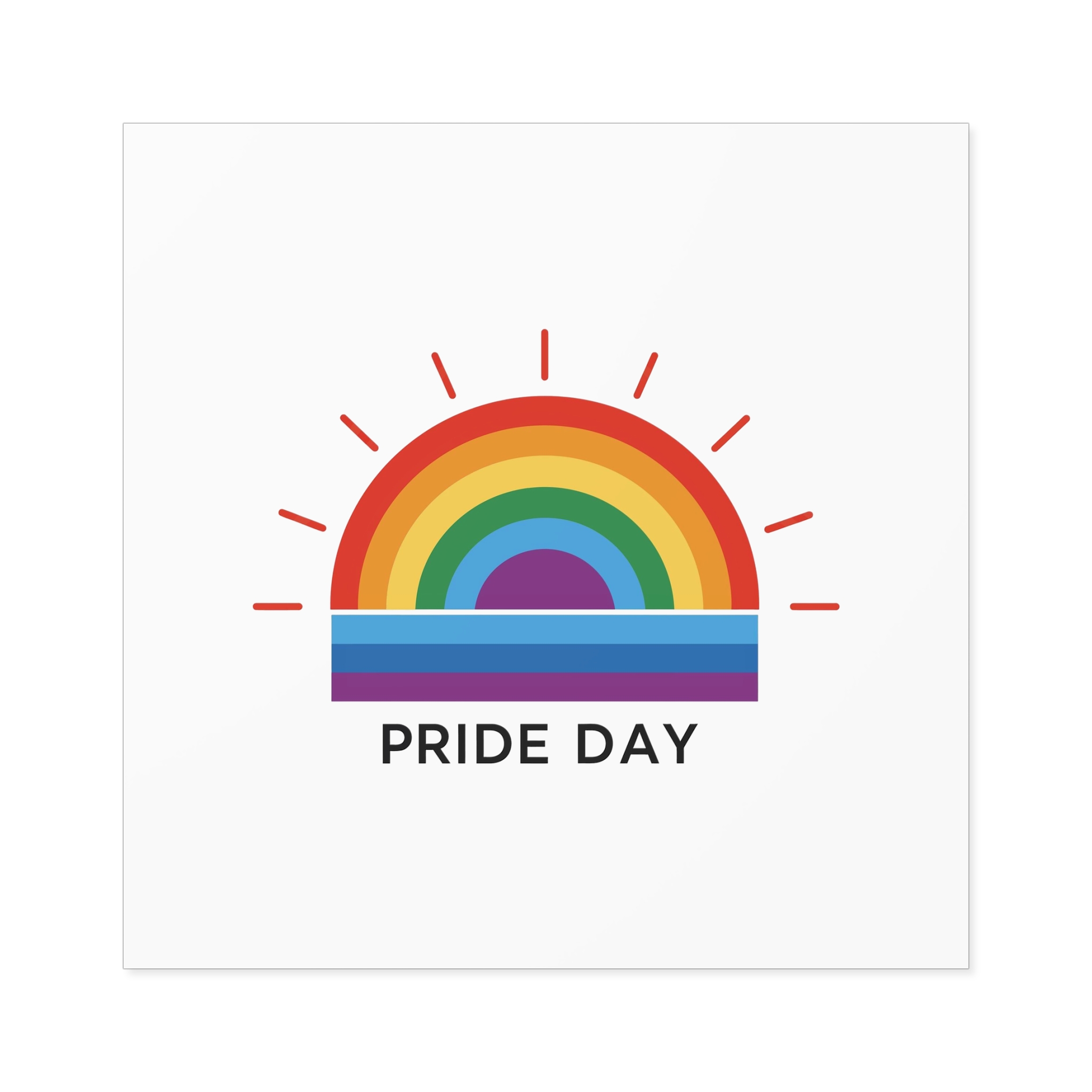 Rainbow Pride Day Celebration Illustration With Colorful Sunburst Design Lgbtq Support Awareness Laminate Stickers Square - Image 77