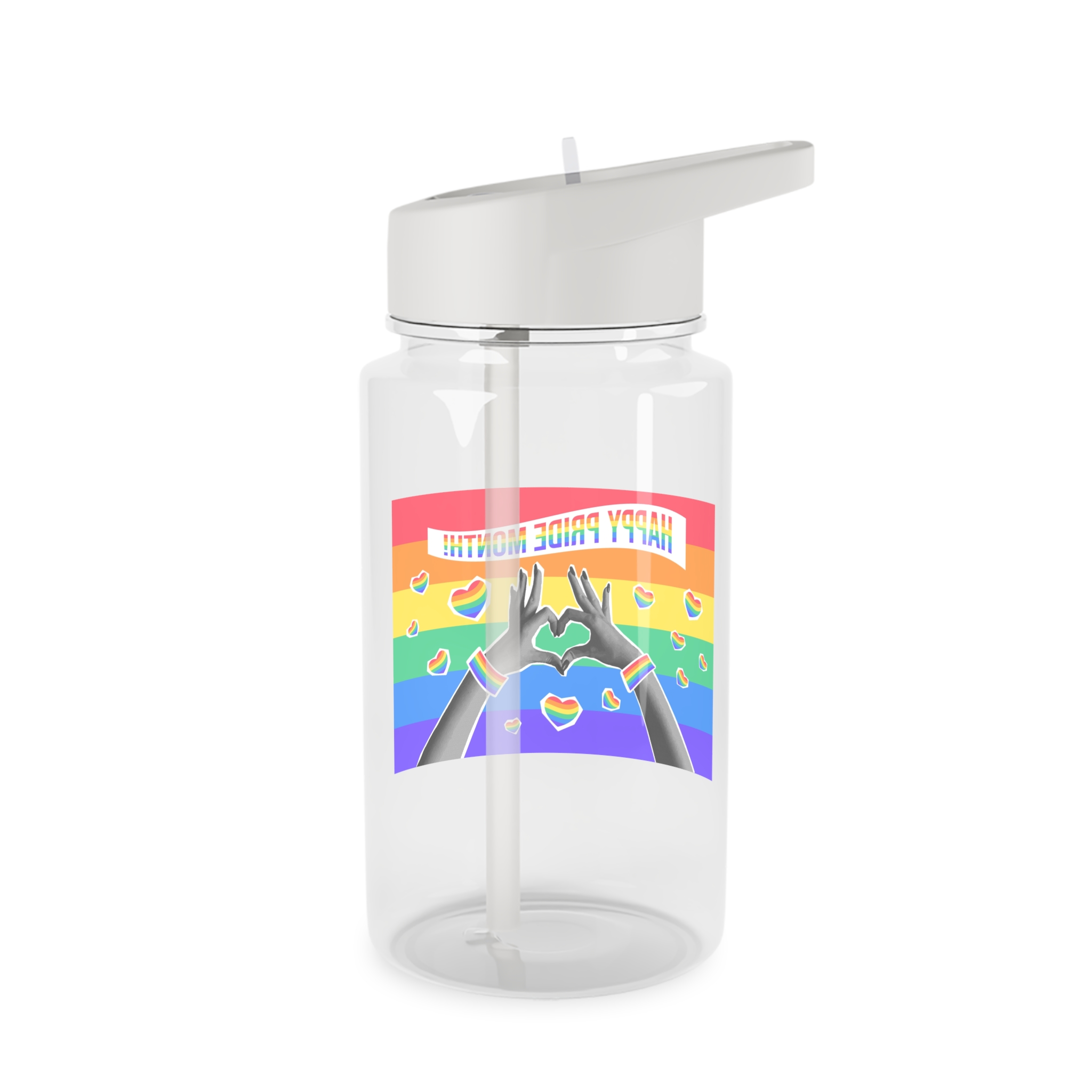 Lgbtq Pride Month Card Y2k Style Trendy Retro Collage Halftone Hands Tritan Water Bottle - Image 2