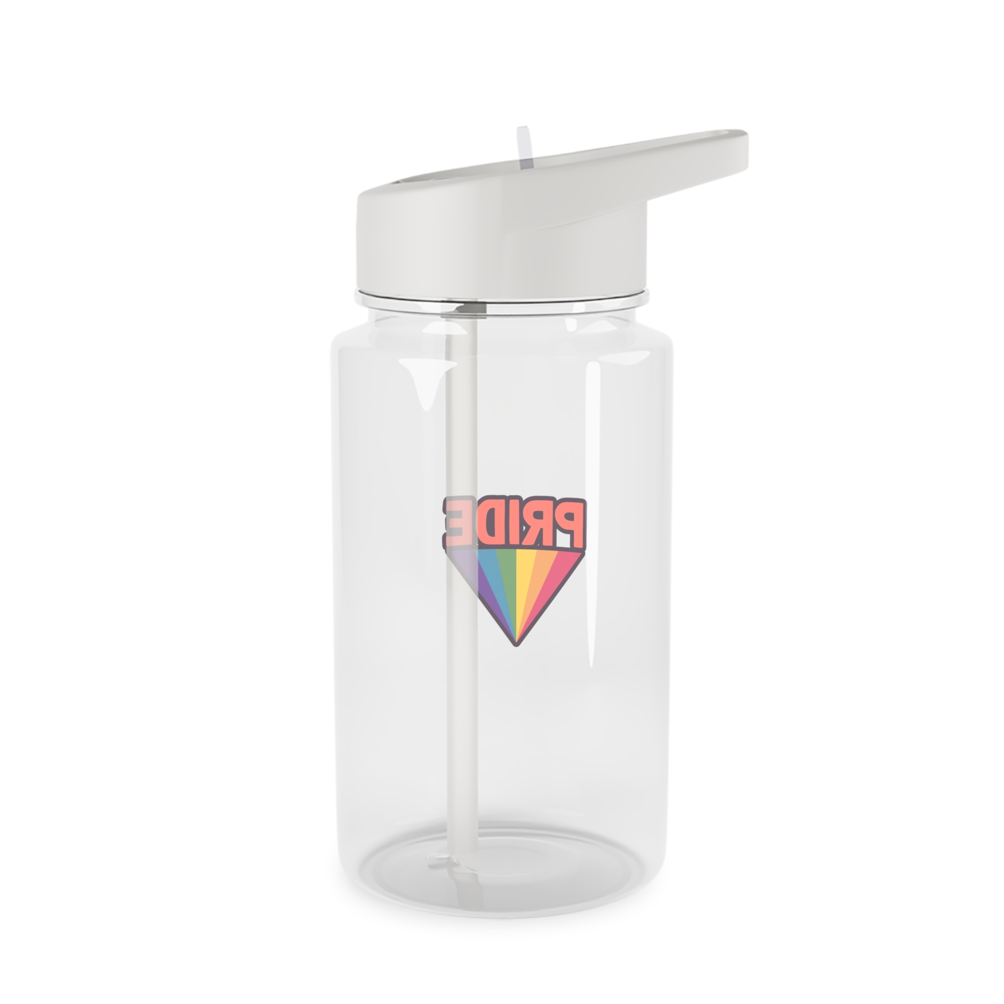Pride Text With Rainbow Flag Badge Lgbt Symbol Gay Lesbian Bisexual Trans Queer Love Symbol Tritan Water Bottle - Image 2