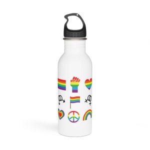 Set Flat Lgbt Homosexual Rainbow Flag Icon Symbols Stainless Steel Water Bottle