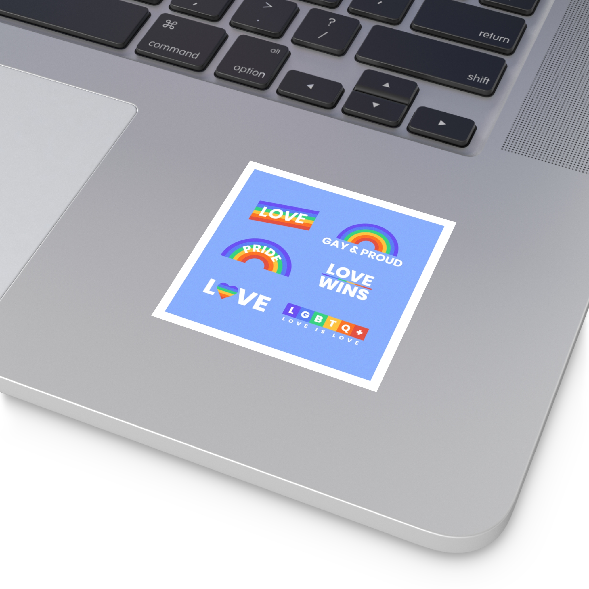 Pride Day Concept Rainbow Labels Laminate Stickers Square - Image 3