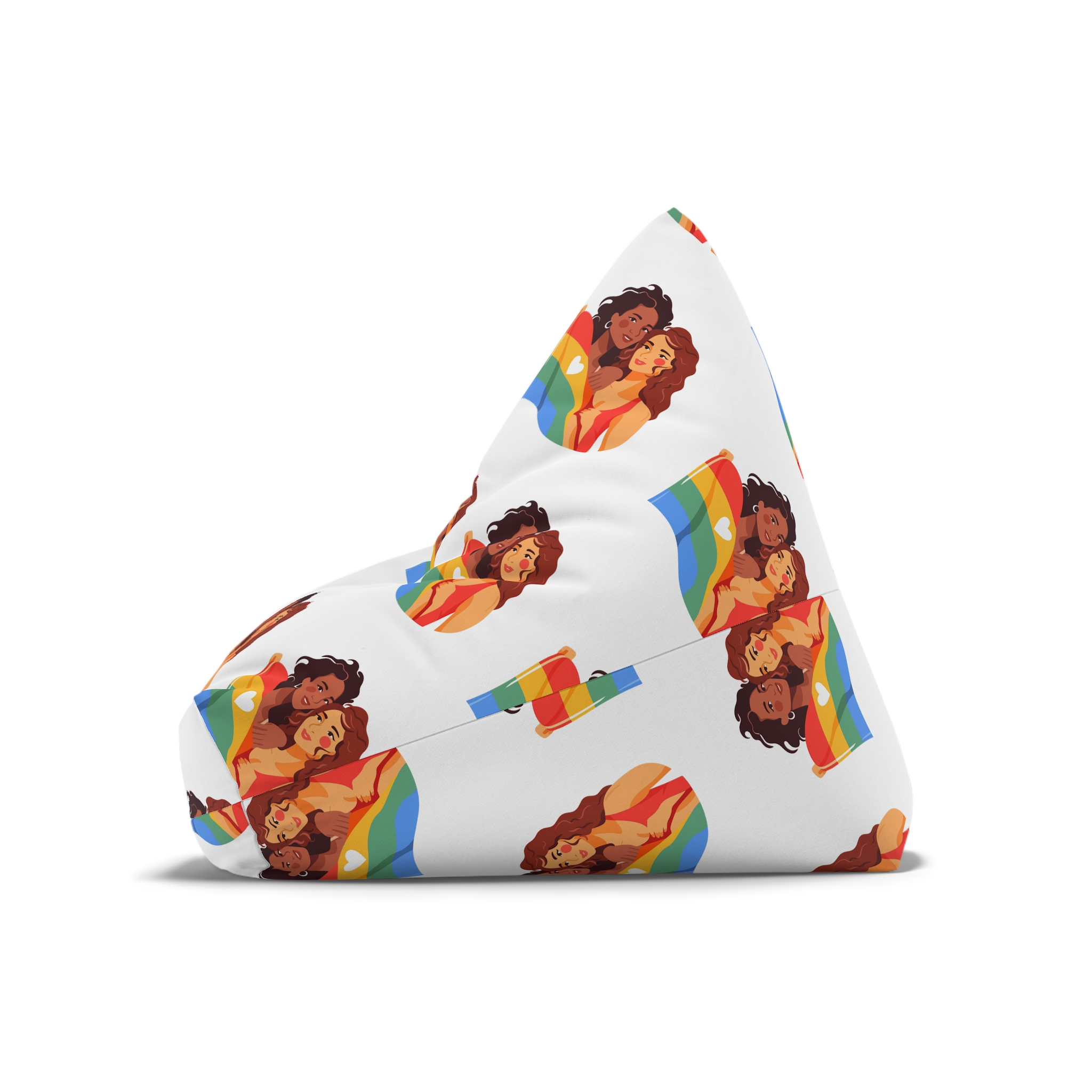 Portrait Lesbian Couple With Rainbow Flag Concept Lgbtq Bean Bag Chair Cover - Image 8