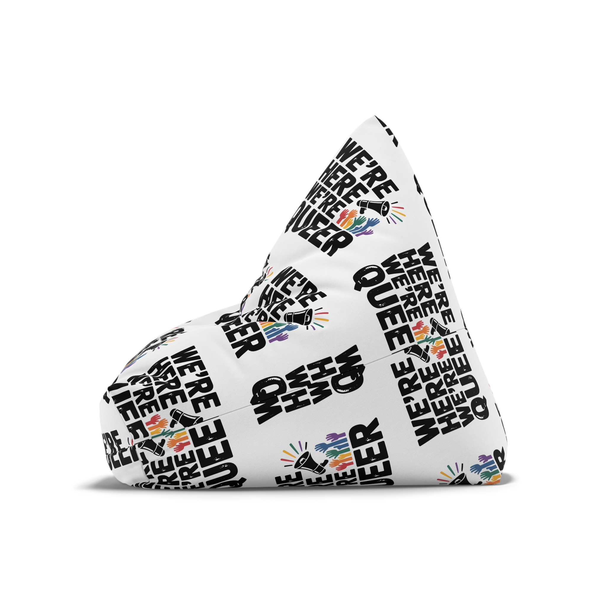 Were Here Were Queer T Shirt Design Isolated White Background Bean Bag Chair Cover - Image 8