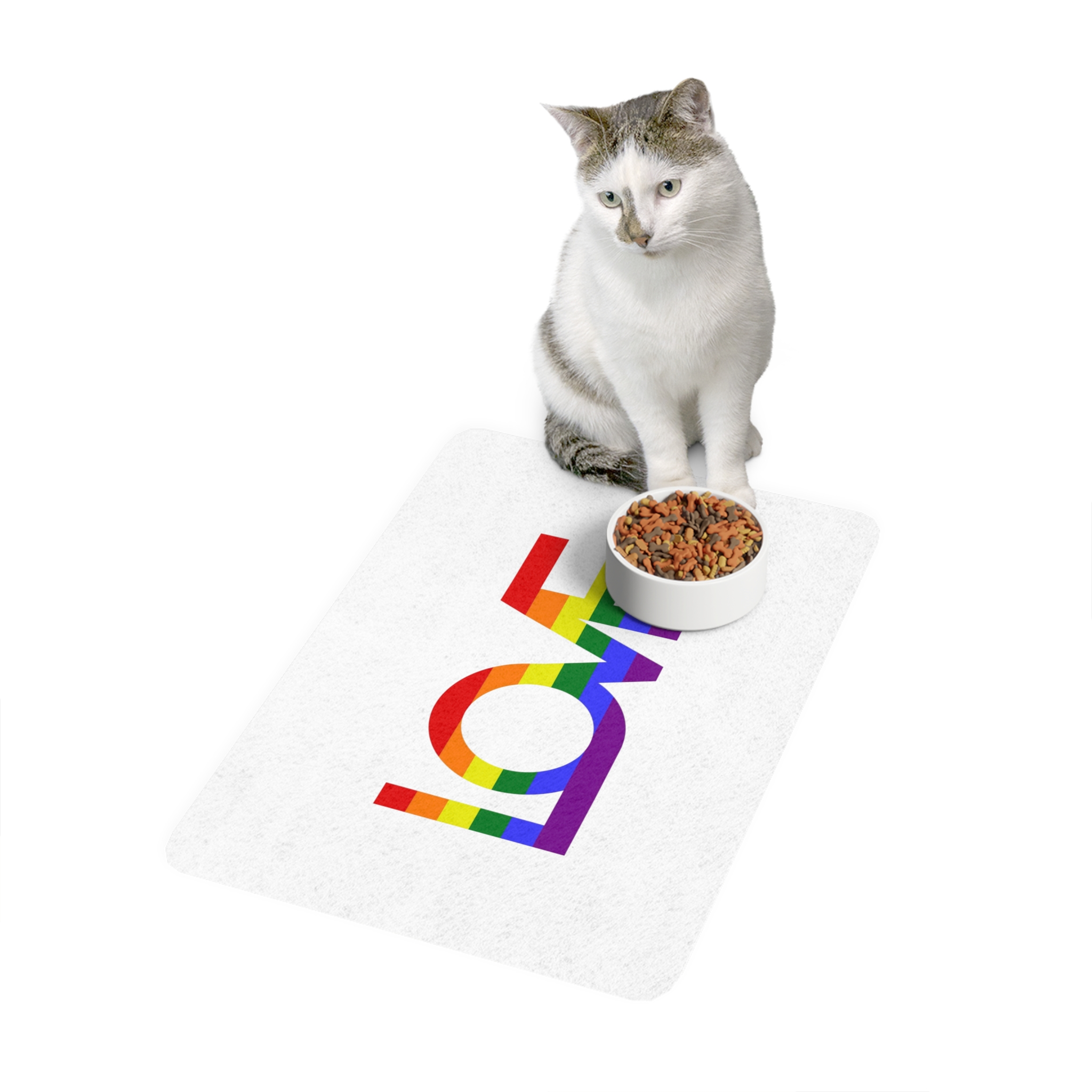 Inscription Love With Colors Lgbt Flag Vector Illustration Pet Food Mat 12x18 - Image 3