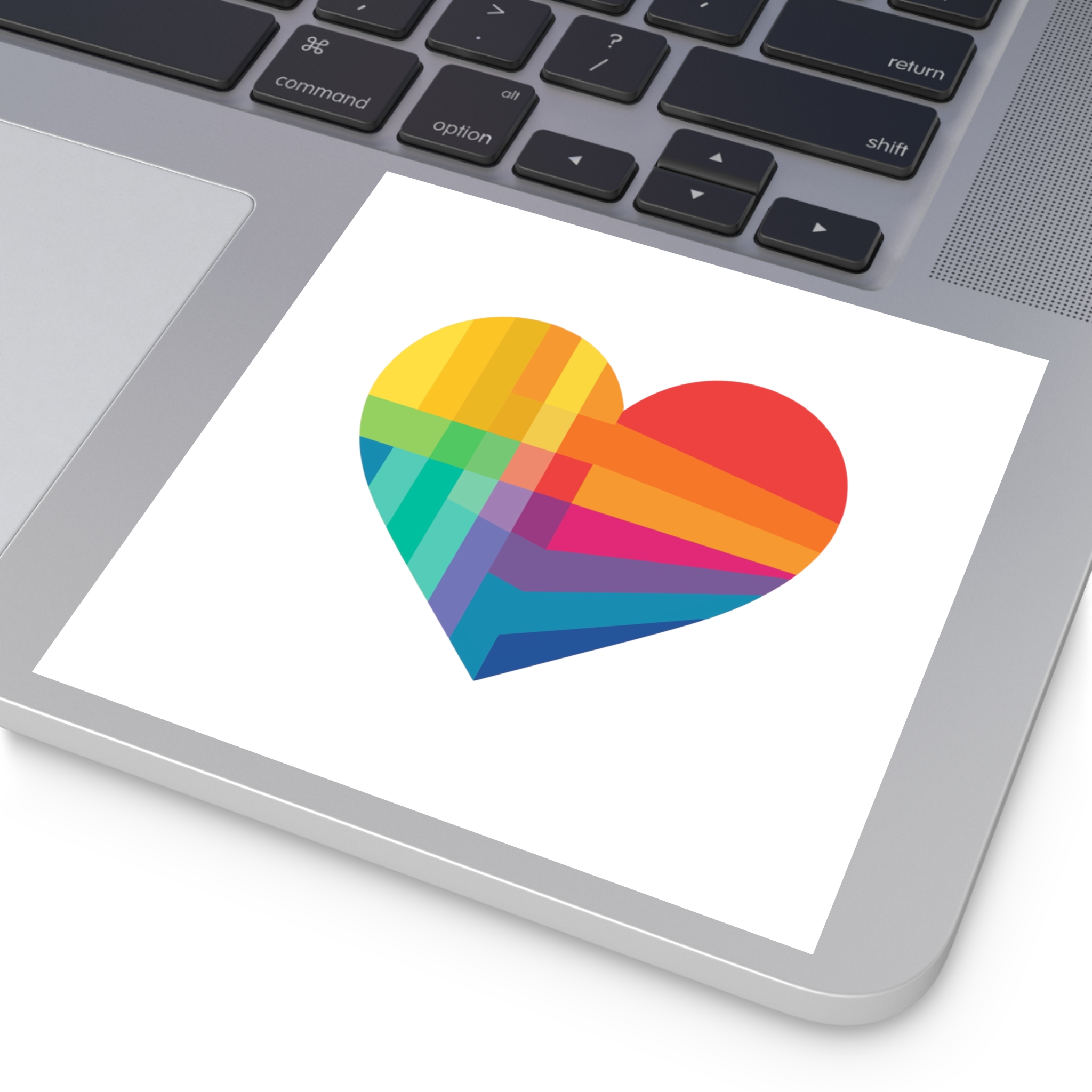 Heart Shape Rainbow Colors Laminate Stickers Square - Image 35