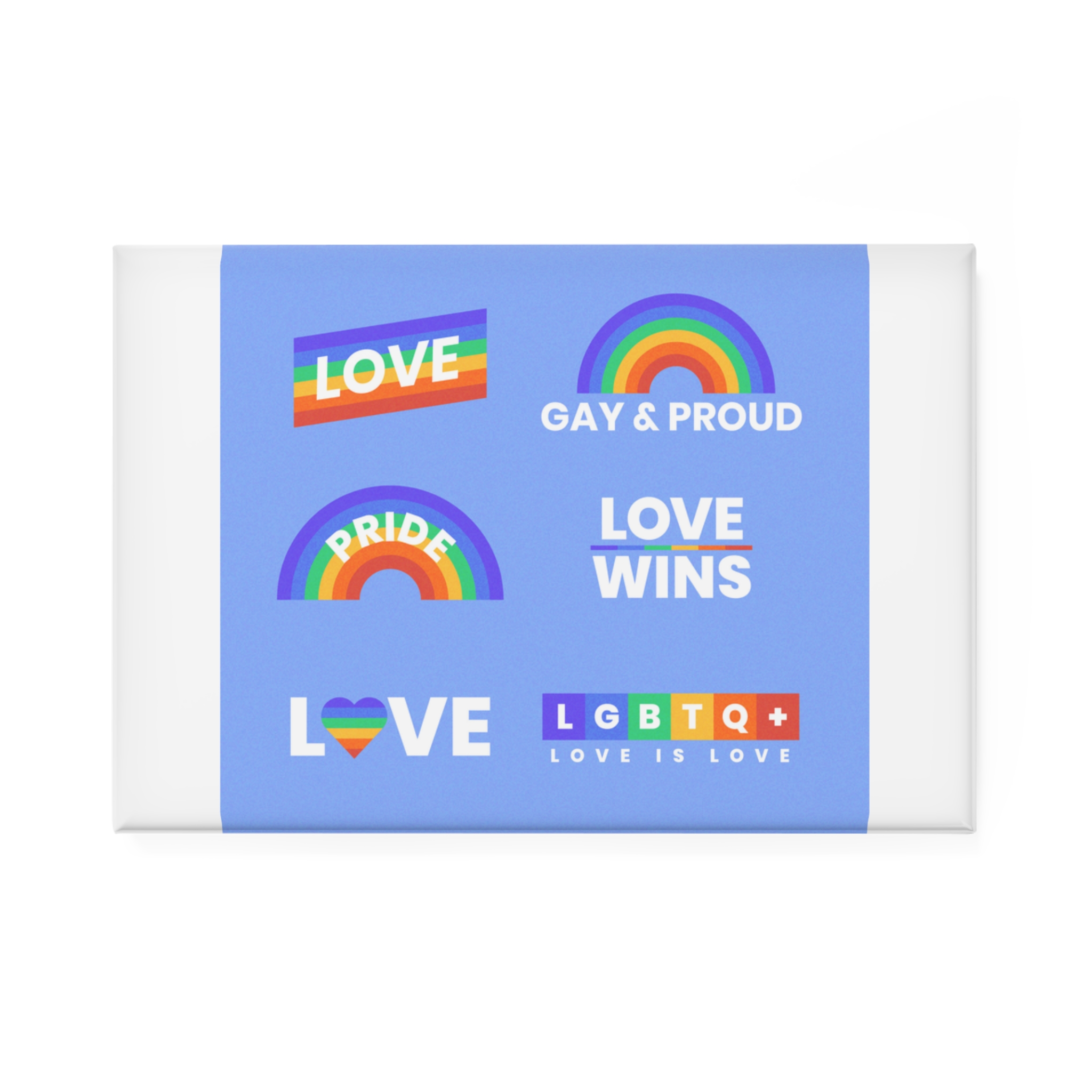 Pride Day Concept Rainbow Labels Button Magnet Rectangle 1 And 10 Pcs