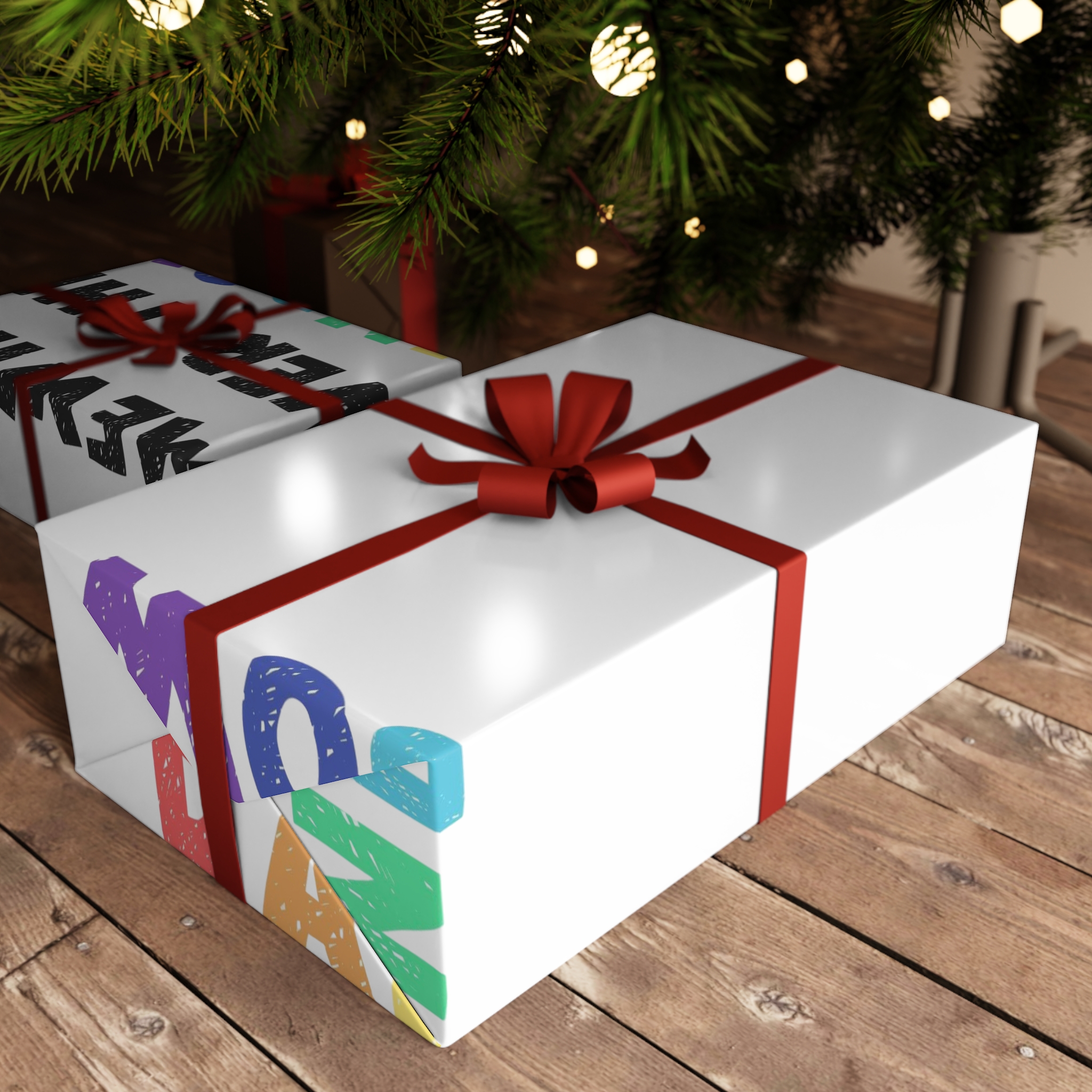 Vector Illustration With Hand Drawn Lettering Rainbow Gift Wrapping Paper Sheets 1pc - Image 3